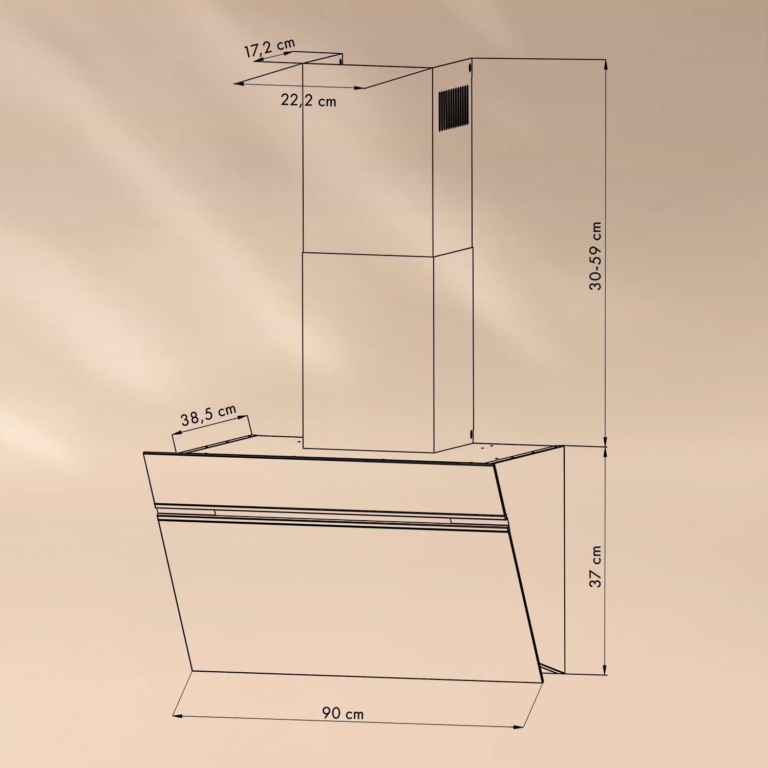 Alina 90 Smart, okap kuchenny przyścienny, 90 cm, 600 m³/h, oświetlenie ambientowe LED, szkło 90 cm | Bela