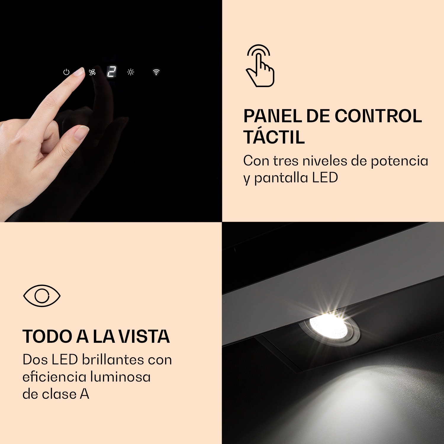 Campana extractora Aurora 60 Smart 550 m³/h 60cm sin cabeza Luz ambiental CEE A+ 60 cm | Sí | Negro