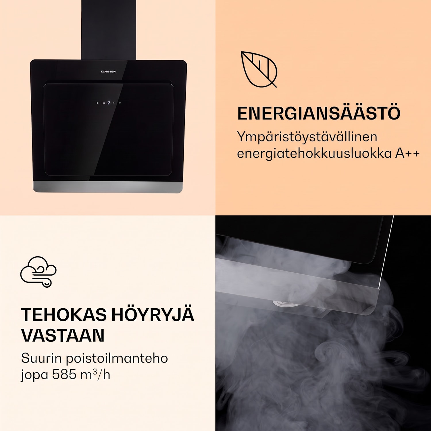Aurora 60 Smart liesituuletin 585 m³/h 60 cm kuvuton tunnelmavalaistus energiatehokkuusluokka A++ 60 cm | Kyllä | Musta