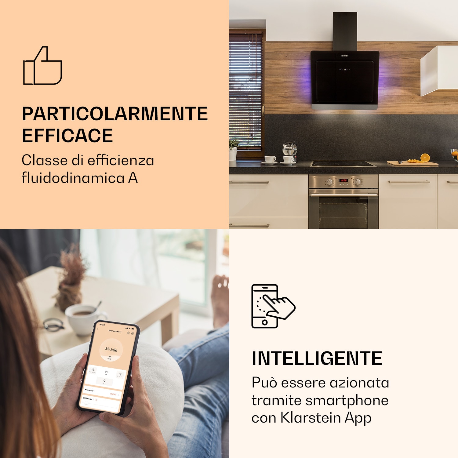Aurora 60 Smart Cappa aspirante 550 m³/h 60cm Senza testa Luce ambiente CEE A++ 60 cm | Sì | Nero