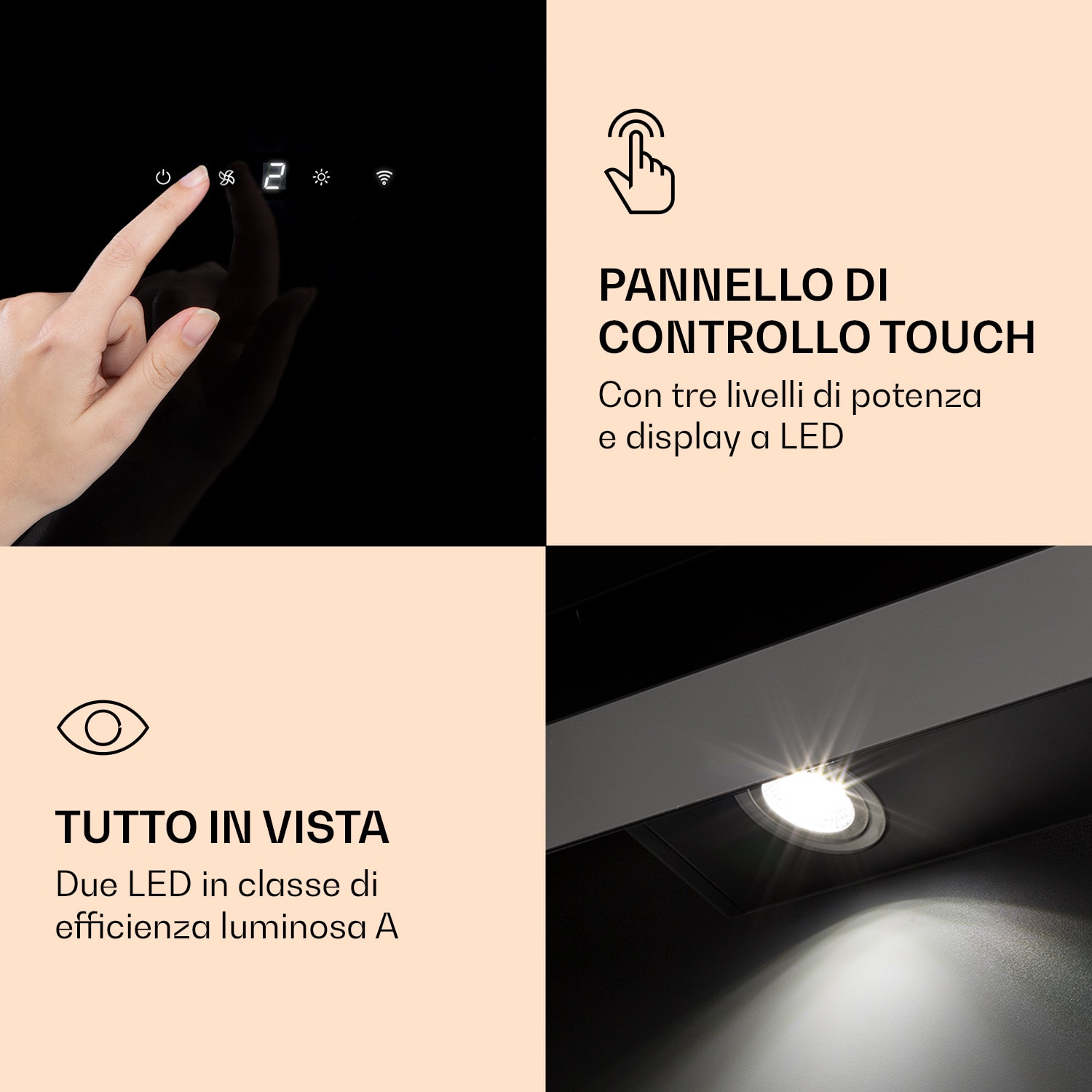 Aurora 60 Smart Cappa aspirante 550 m³/h 60cm Senza testa Luce ambiente CEE A++ 60 cm | Sì | Nero
