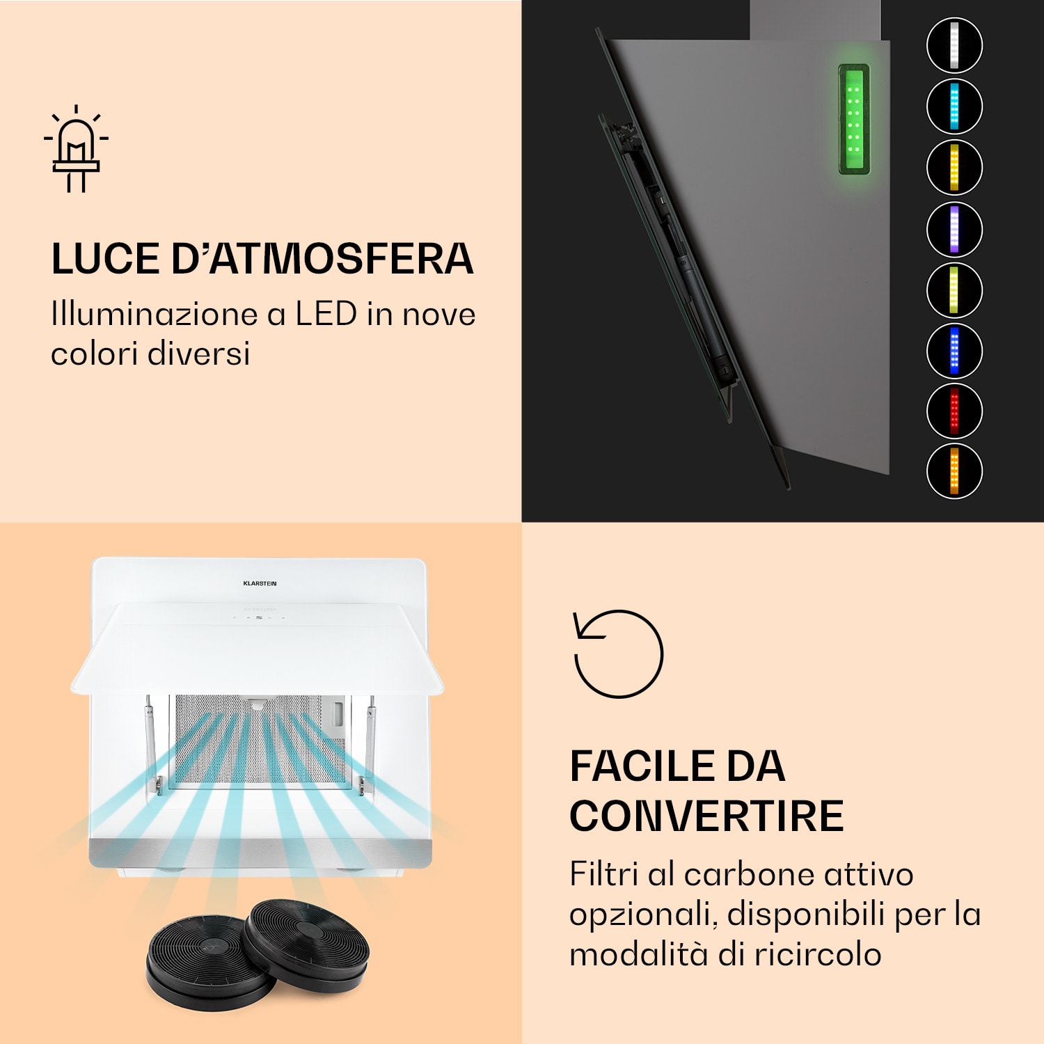 Aurora 60 Smart Cappa aspirante 550 m³/h 60cm Senza testa Luce ambiente CEE A++ 60 cm | Sì | Bianco
