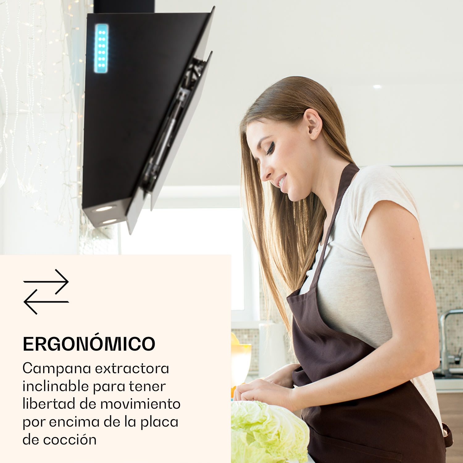 Campana extractora Aurora 90 Smart 550 m³/h 90cm sin cabeza Luz ambiental CEE A+ 90 cm | Negro