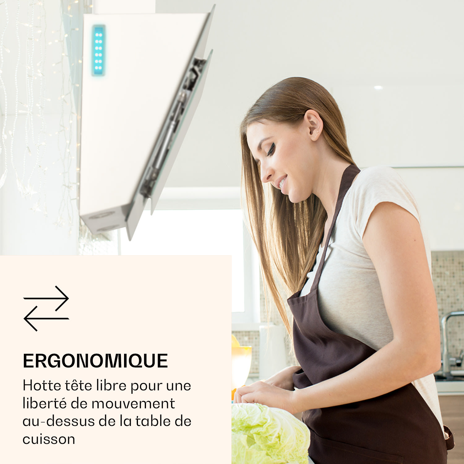 Aurora 90 Smart Hotte aspirante 550 m³/h 90cm sans tête Lumière d'ambiance EEC A++ 