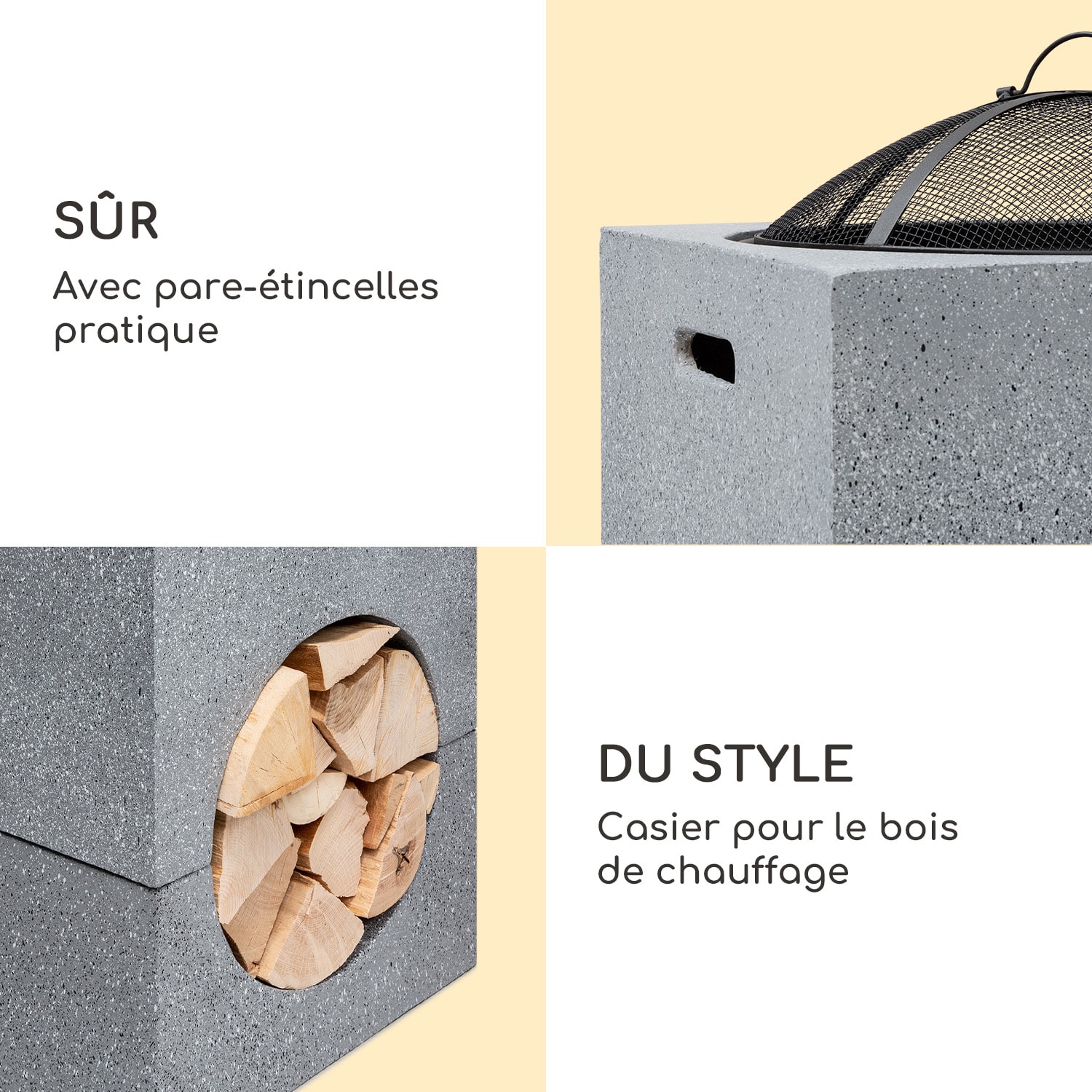 Braséro blumfeldt Monolith avec grill MGO & bac en acier et pare-étincelles Gris