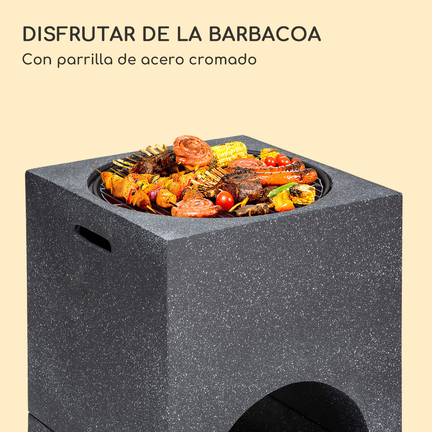 blumfeldt Recipiente de fuego Monolith con parrilla MGO y recipiente de acero incl. protección contra chispas 