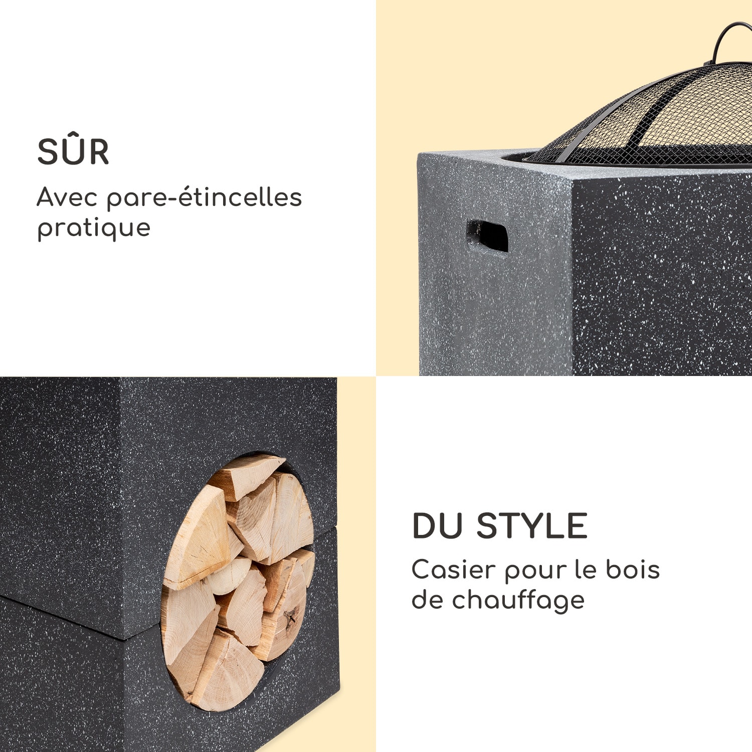 blumfeldt Monolith vuurschaal met grill MGO & stalen schaal incl. vonkenscherm 