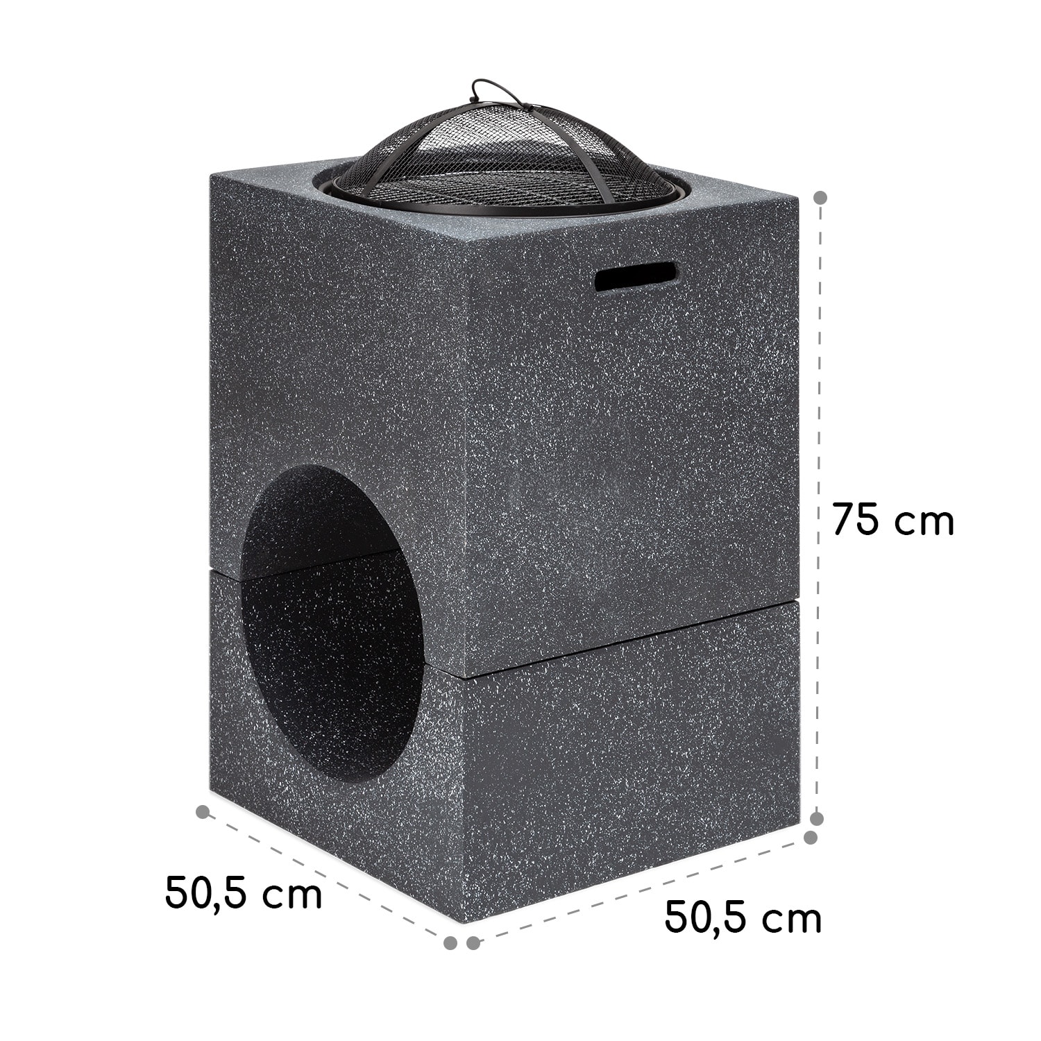 blumfeldt Recipiente de fuego Monolith con parrilla MGO y recipiente de acero incl. protección contra chispas Negro