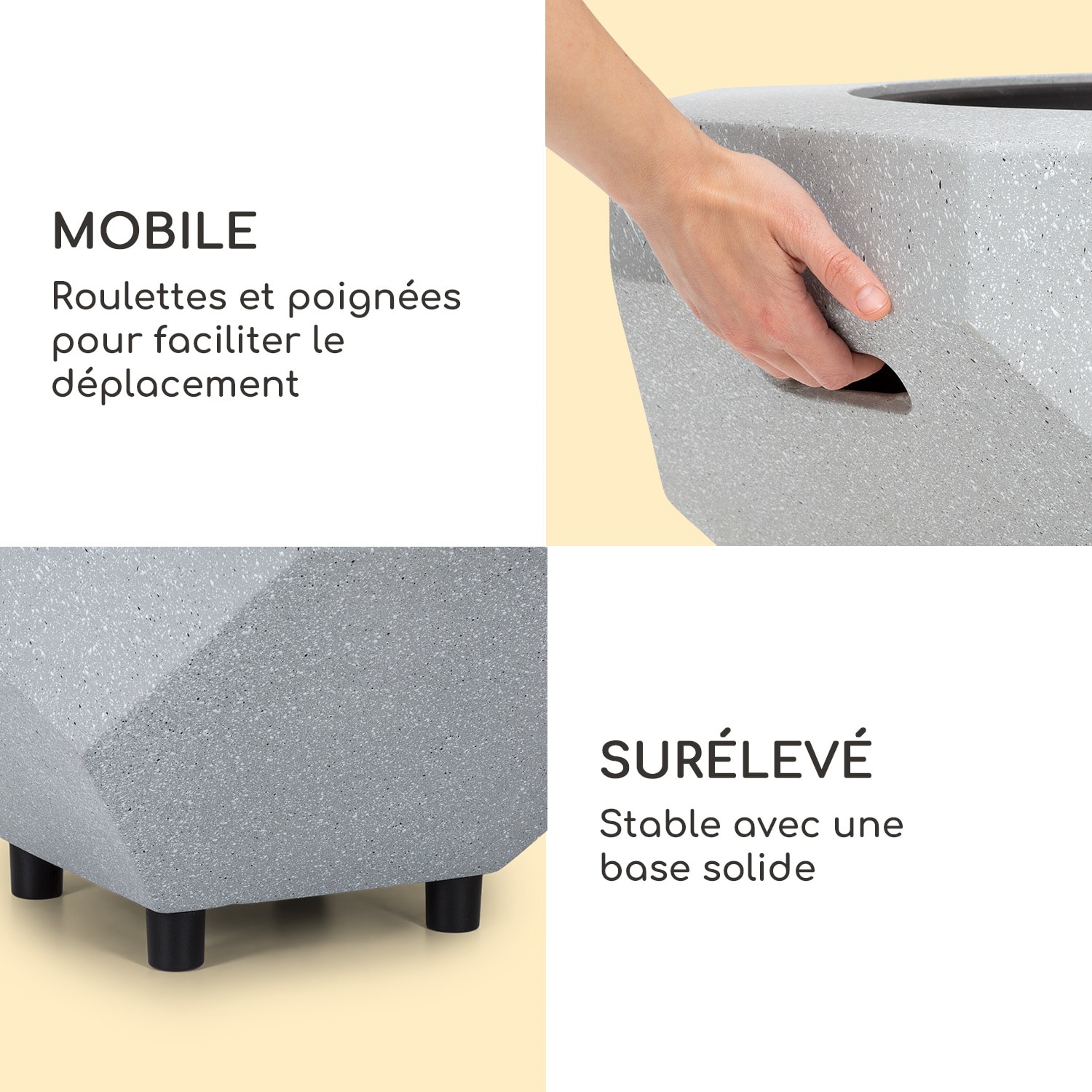 Braséro blumfeldt Diamond avec grill MGO & bac en acier et pare-étincelles Granit Gris Clair