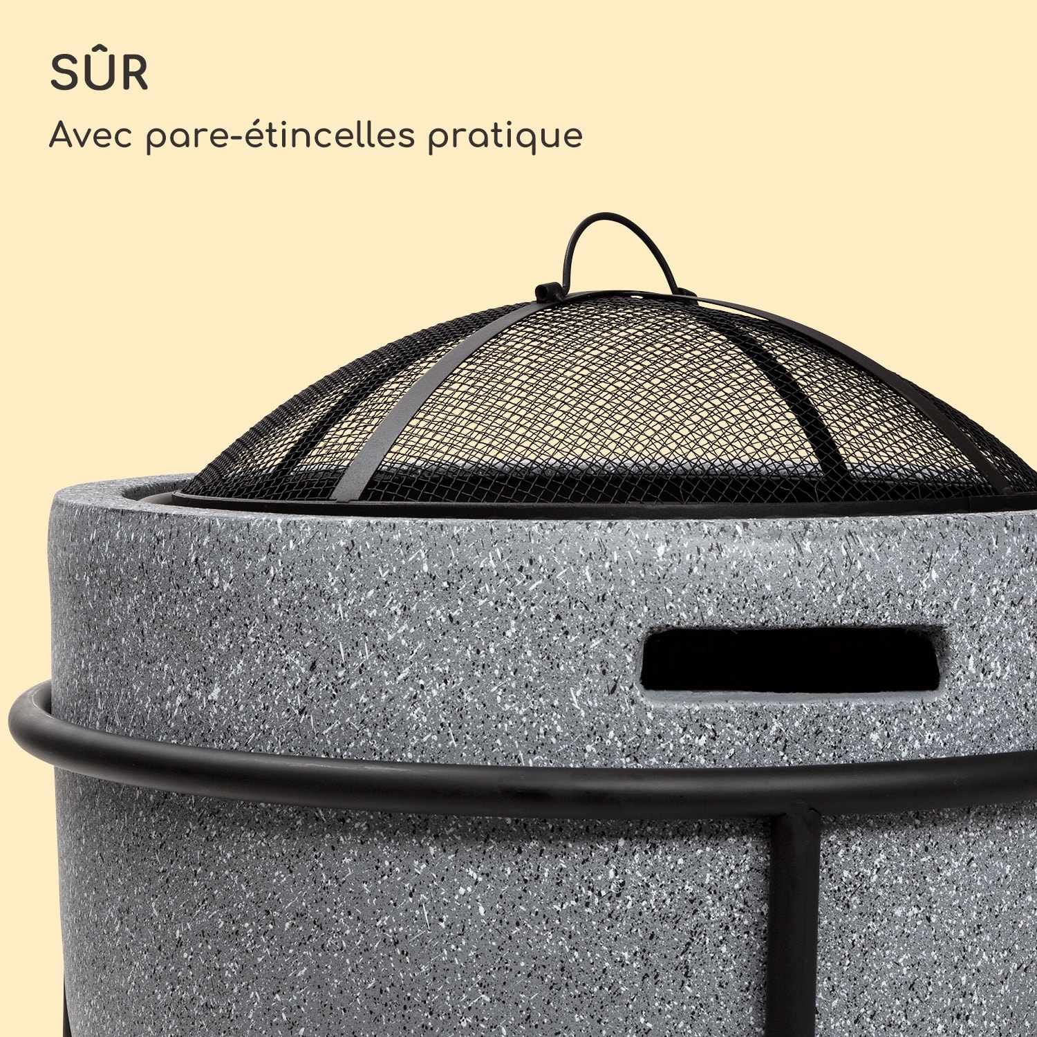 blumfeldt Grail vuurschaal met grill MGO & stalen schaal incl. vonkenscherm Grijs