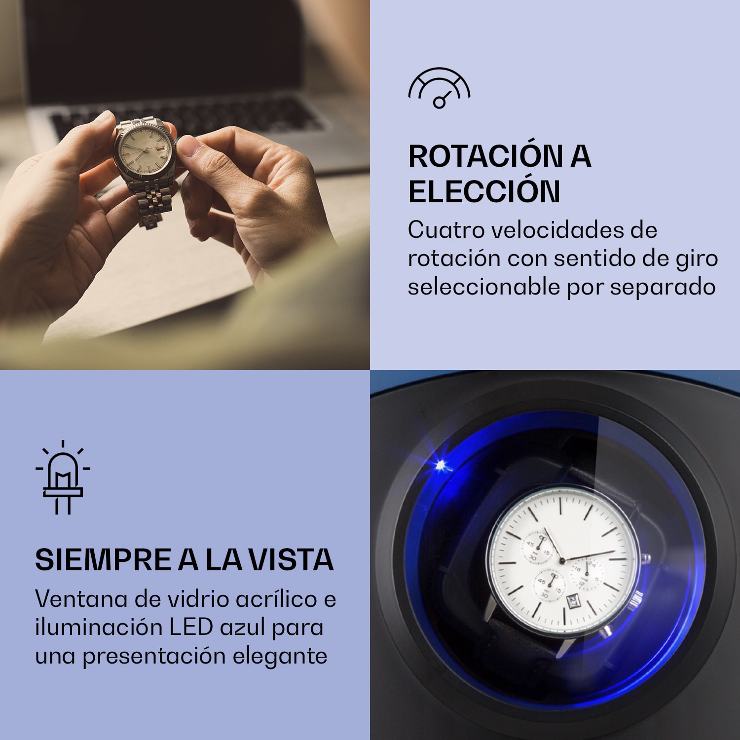 St. Gallen Premium Estuche giratorio para 2 relojes 4 velocidades Níquel Metálico