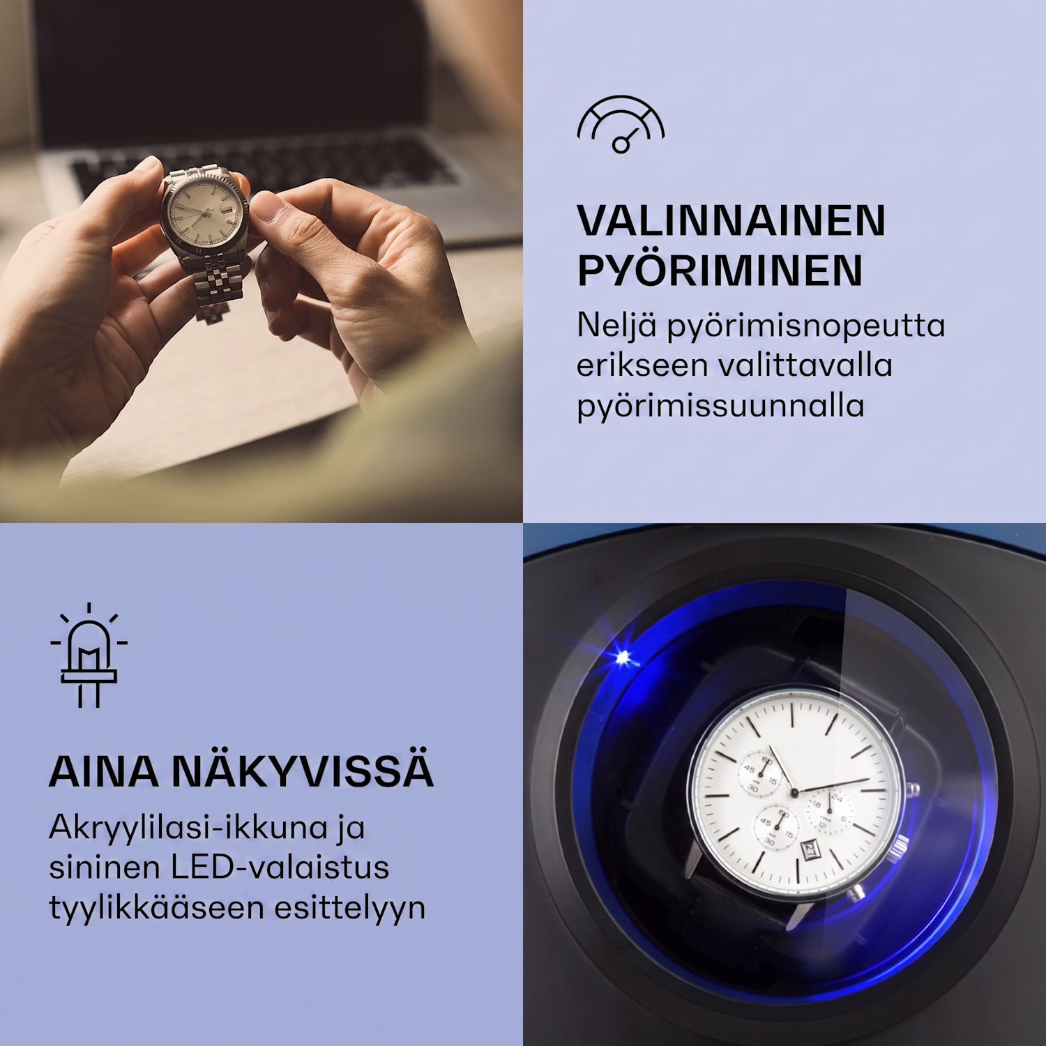 St. Gallen Premium -kellonliikutin 2 kelloa 4 nopeutta musta Nikkeli Metallinen