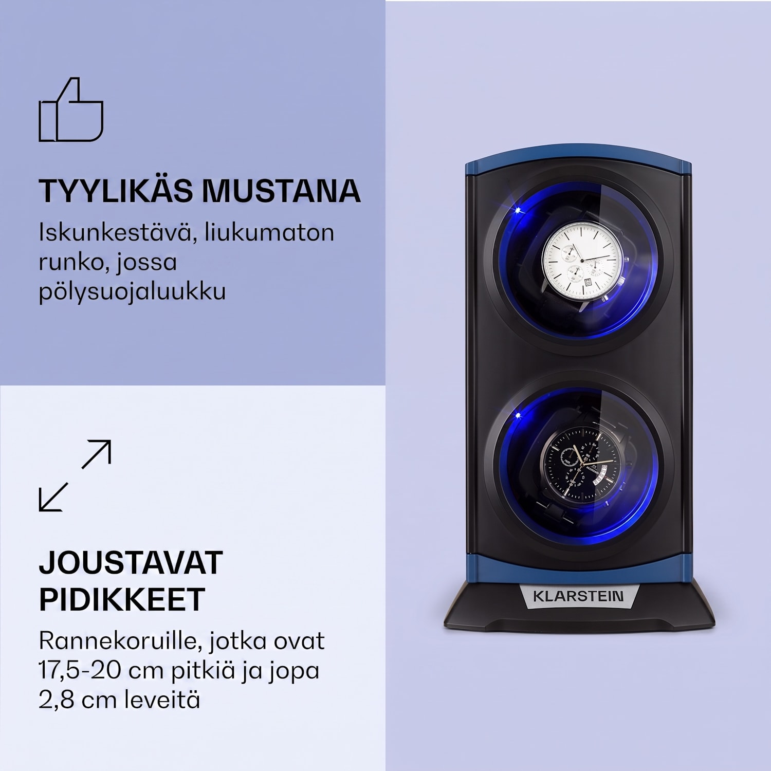 St. Gallen Premium -kellonliikutin 2 kelloa 4 nopeutta musta Nikkeli Metallinen