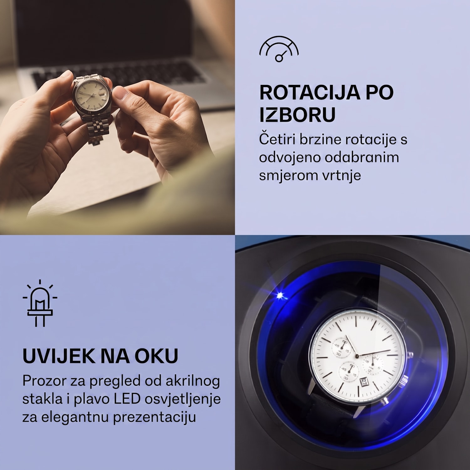 St. Gallen Premium, pokretni stalak za satove, 2 sata, 4 režima, crni Nikl metalik