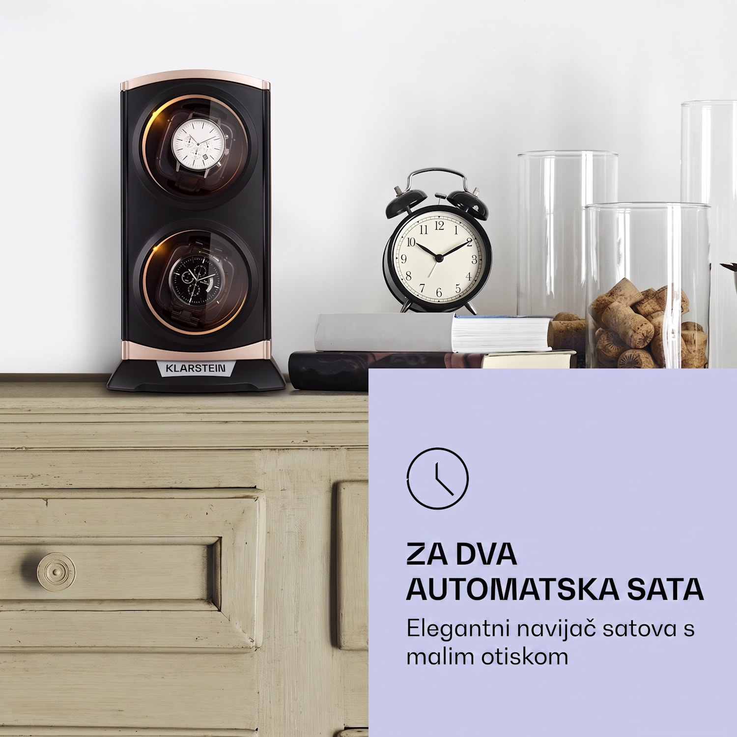 St. Gallen Premium, pokretni stalak za satove, 2 sata, 4 režima, crni Crna / antičko zlato metalik