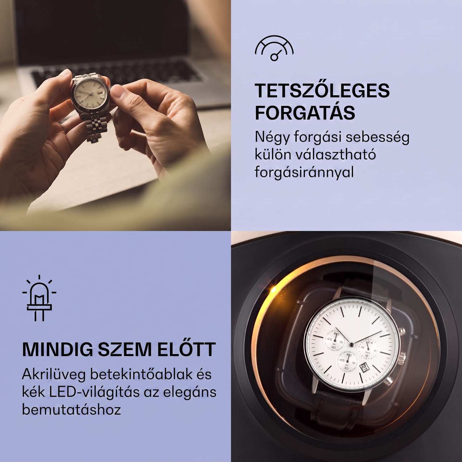 St. Gallen Premium, forgó óraállvány, 2 karórához, 4 sebességfokozat, fekete Fekete / Rózsaarany metál