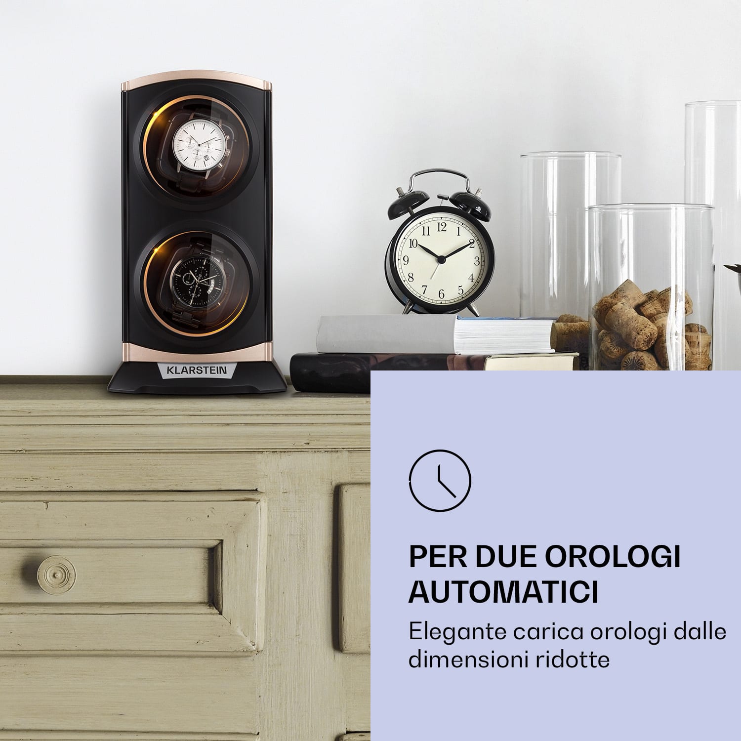 St. Gallen Premium, carica-orologio doppio, 4 velocità Nero / Rosa metallizzato