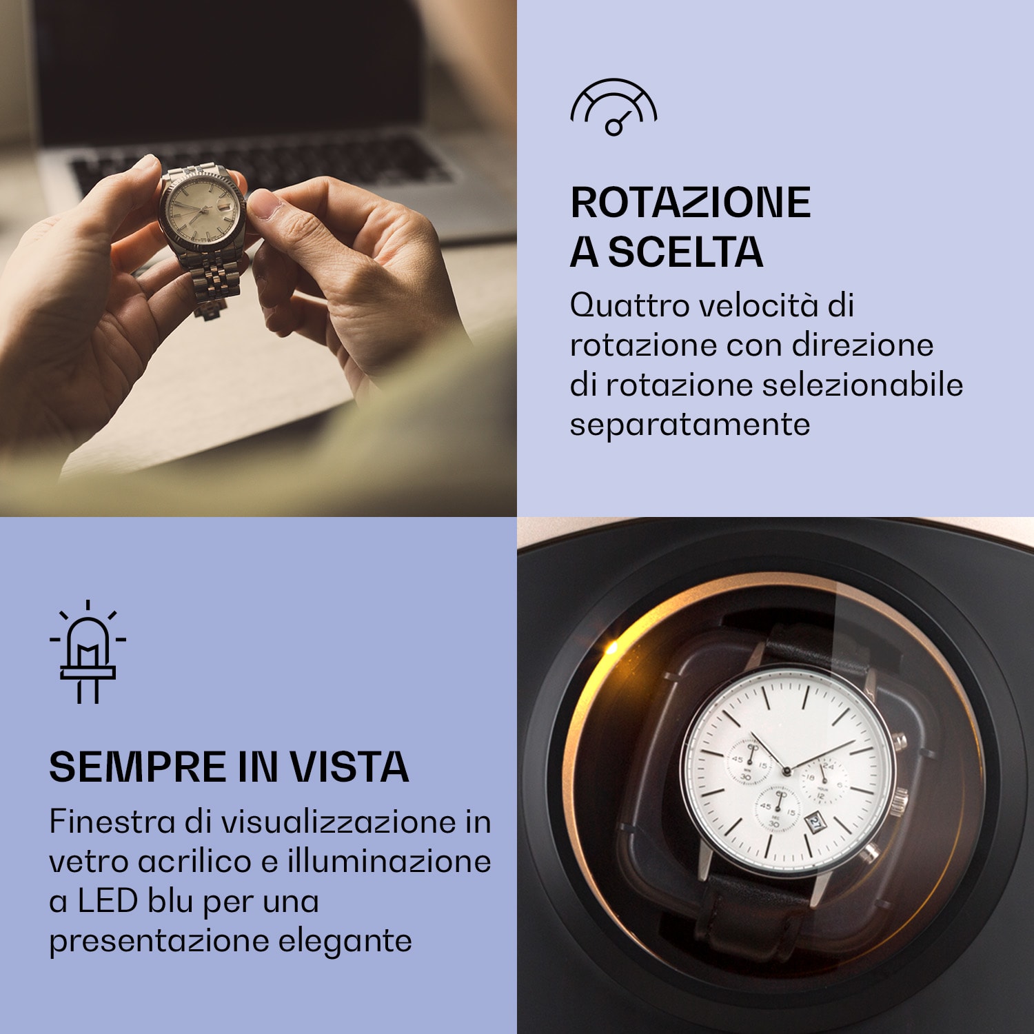 St. Gallen Premium, carica-orologio doppio, 4 velocità Nero / Rosa metallizzato