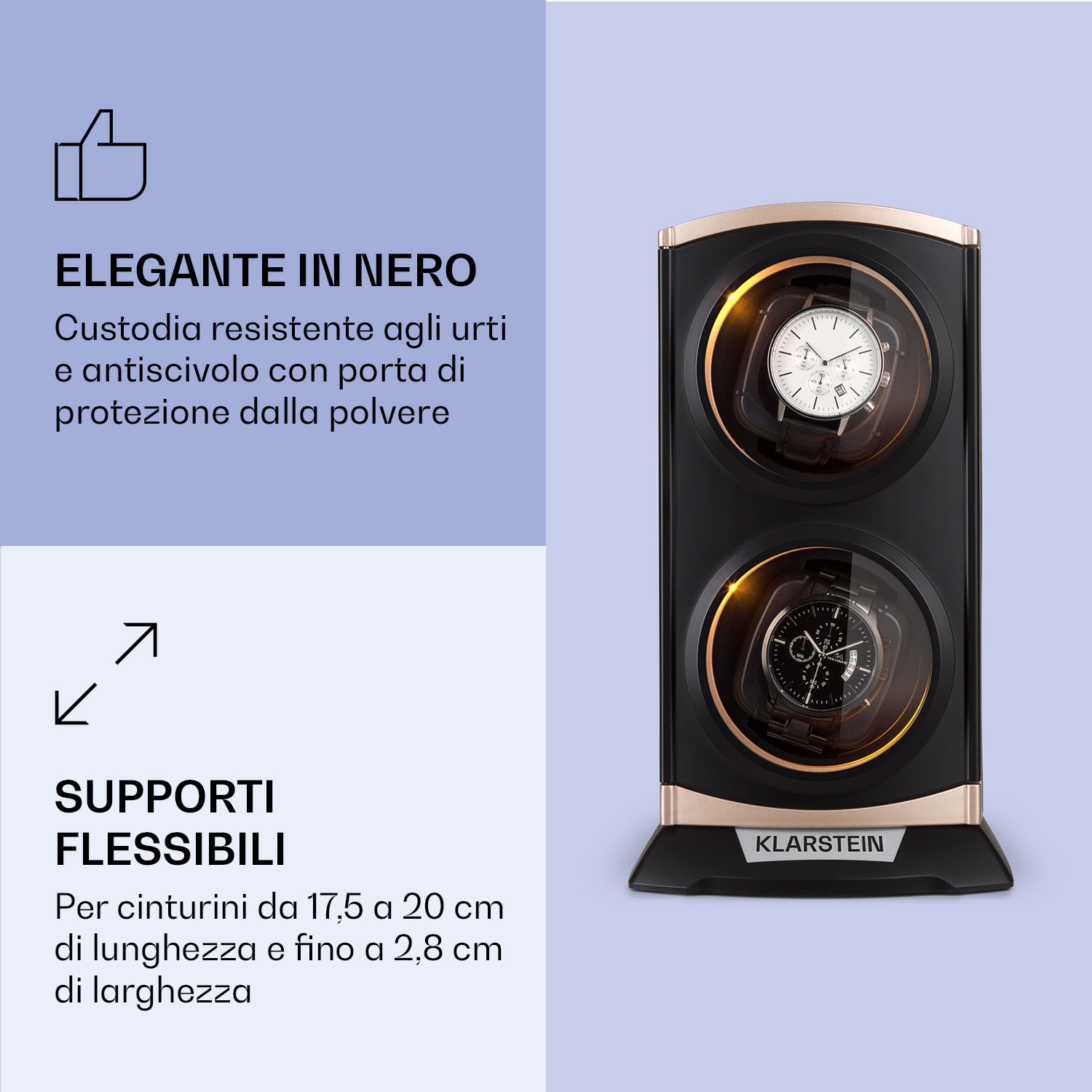 St. Gallen Premium, carica-orologio doppio, 4 velocità Nero / Rosa metallizzato