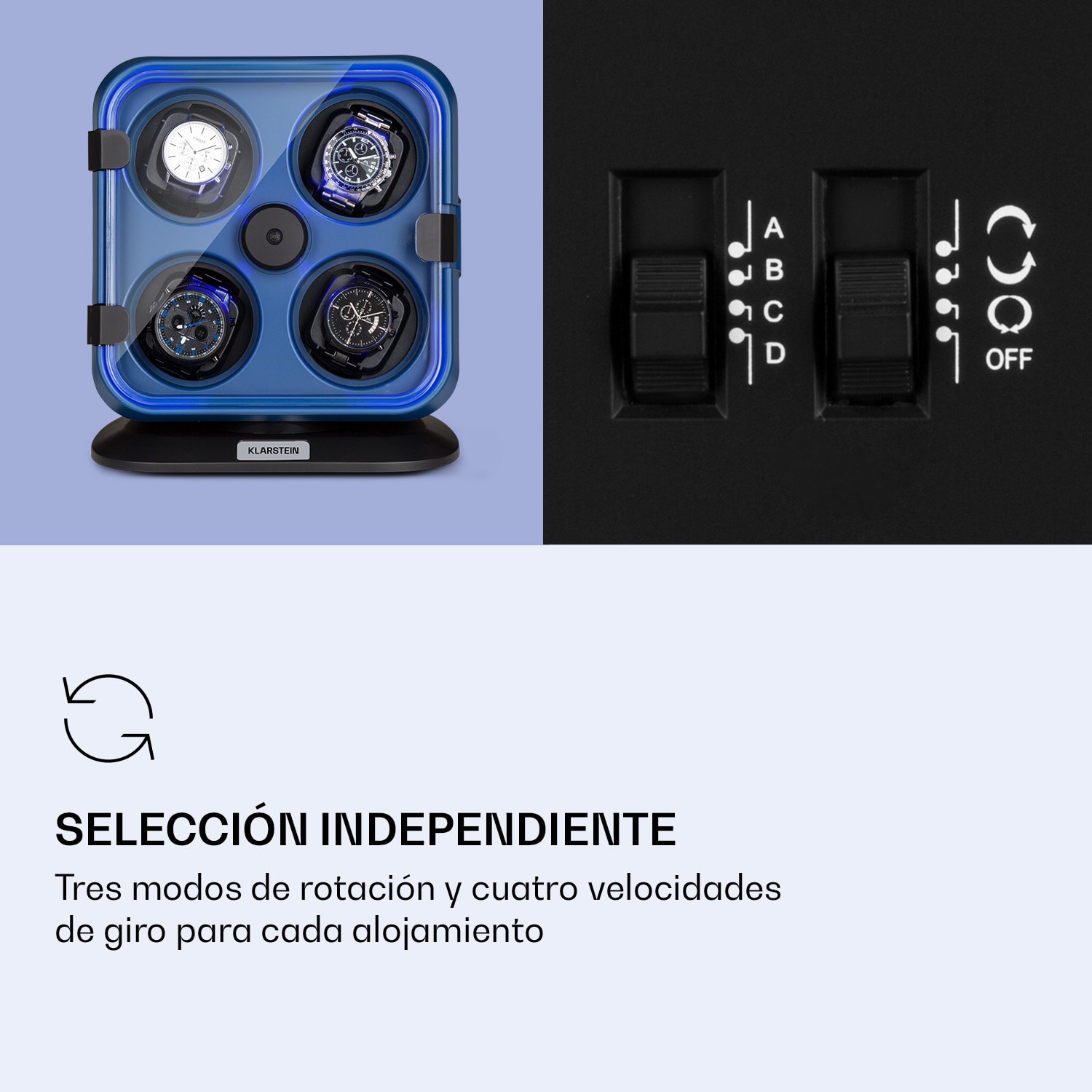 Clover Watchwinder 4 Relojes 3 Rotaciones 4 Velocidades LED 