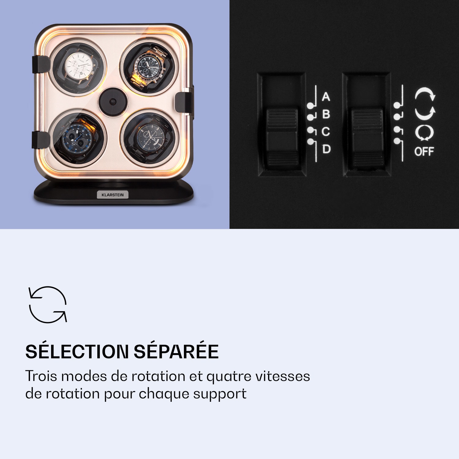 Clover horlogeopwinder 4 horloges 3 rotaties 4 snelheden led Nikkel Metallic