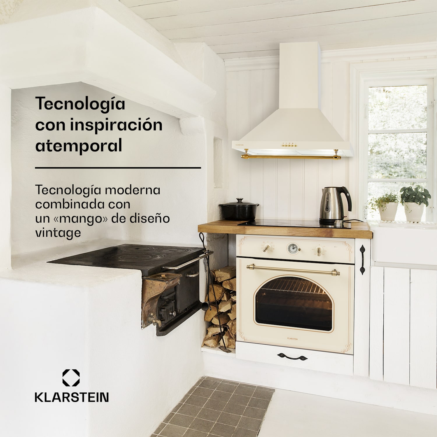 Montblanc 60 Campana extractora 610 m³/h 165W 2x1,5W LED Barra  Crema Vintage