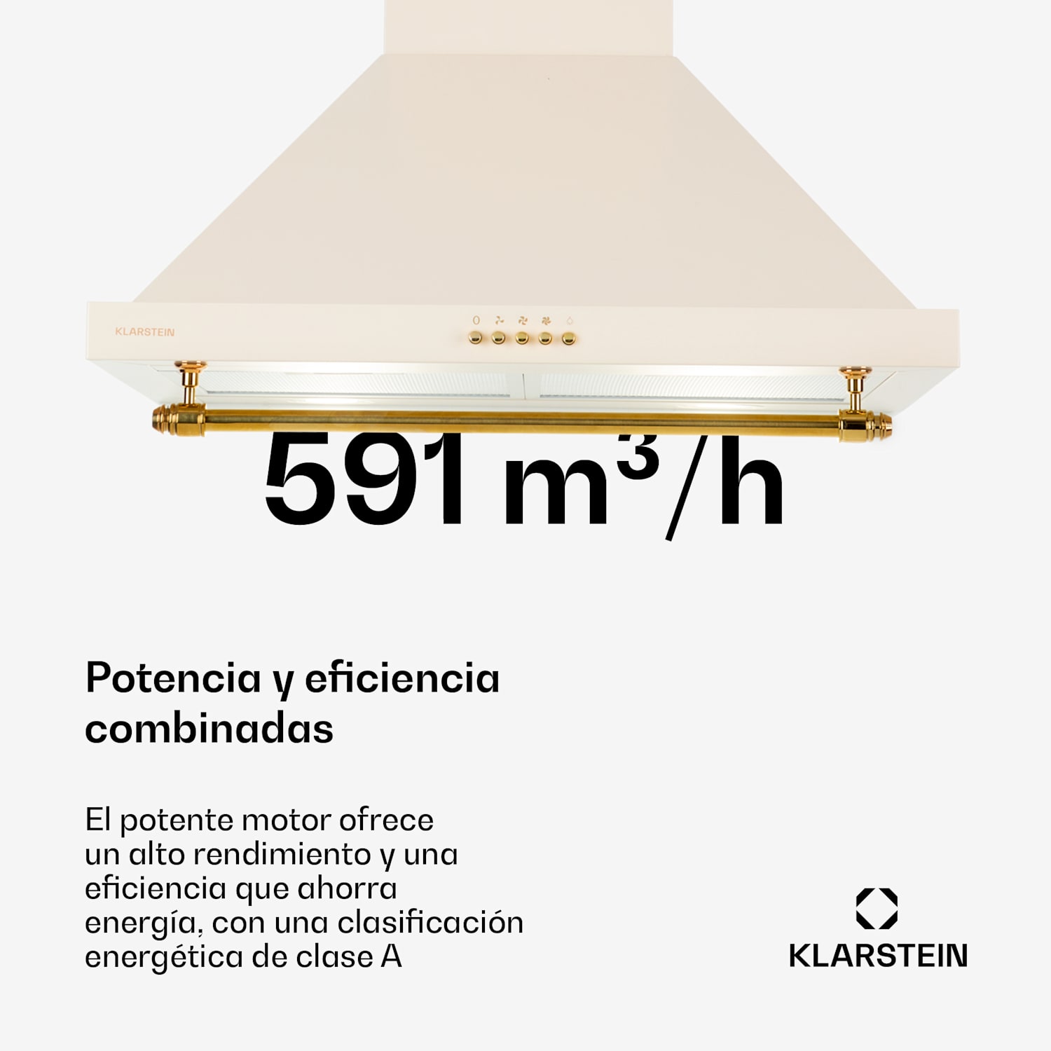 Montblanc 60 Campana extractora 610 m³/h 165W 2x1,5W LED Barra  Crema Vintage