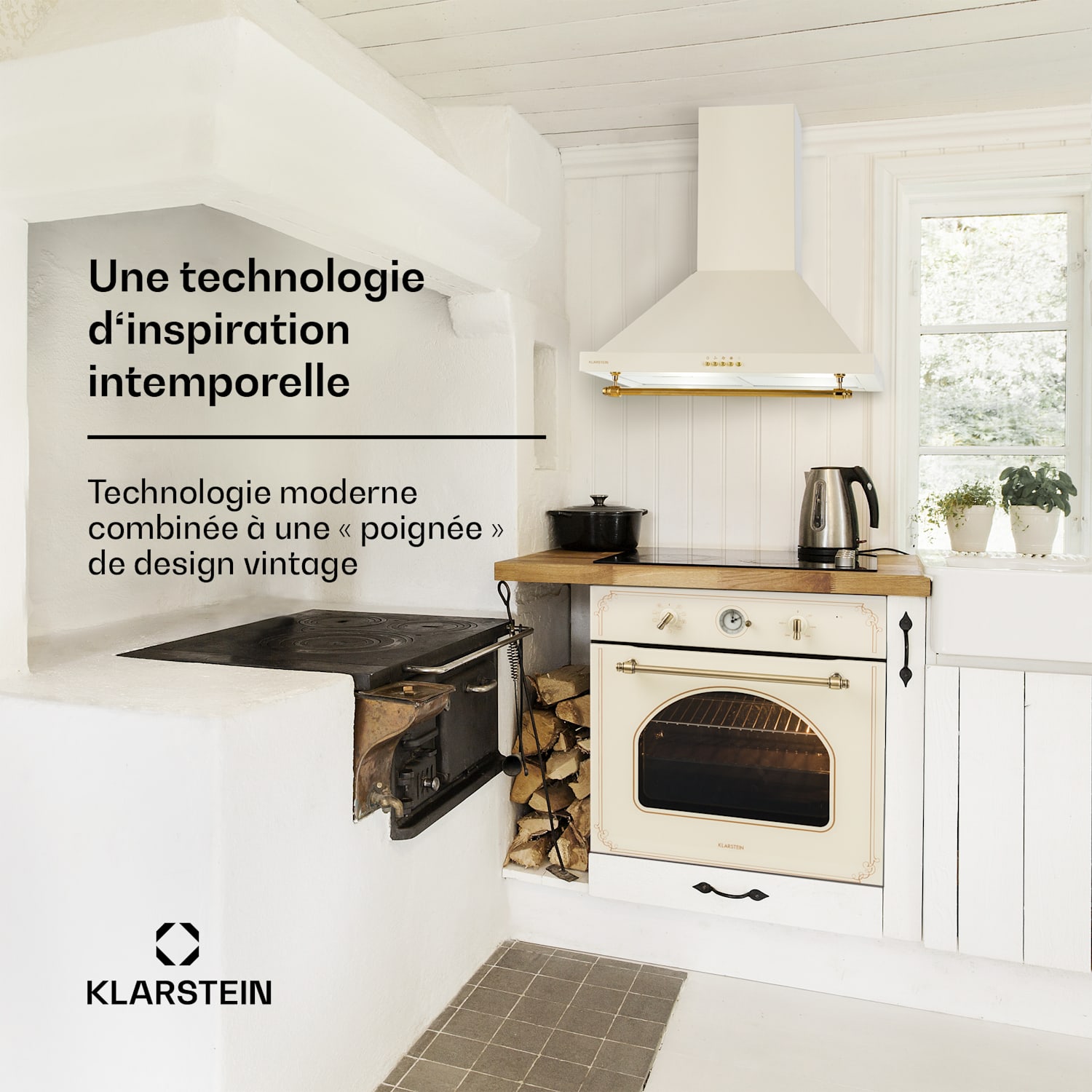 Montblanc 60 Hotte aspirante 610 m³/h 165 W 2 x 1,5 W LED rampe  Crème Vintage