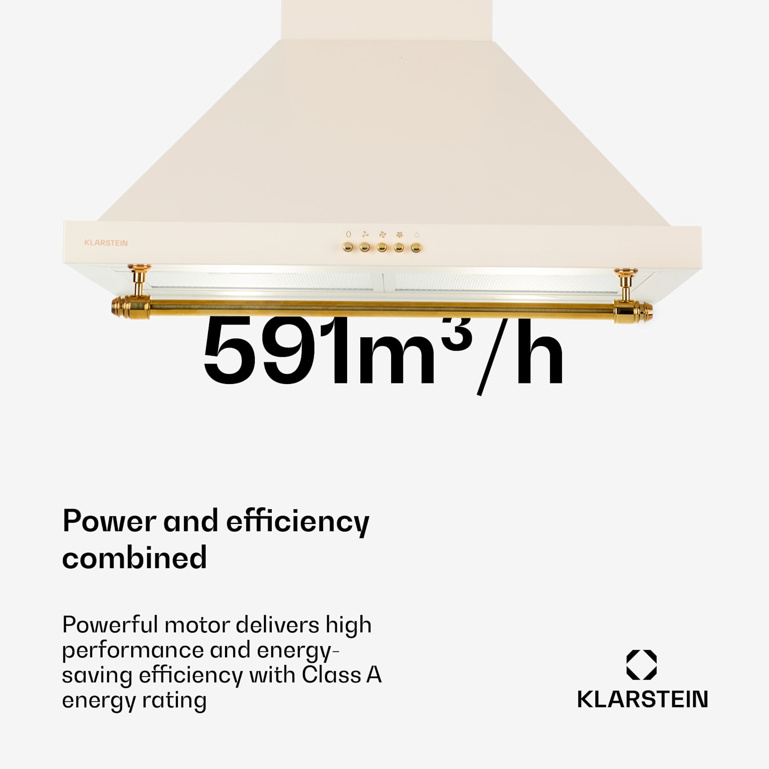 Montblanc 60 afzuigkao 610m³/h 165W 2x 1,5 W led buis voor keukengerei  Vintage Crème