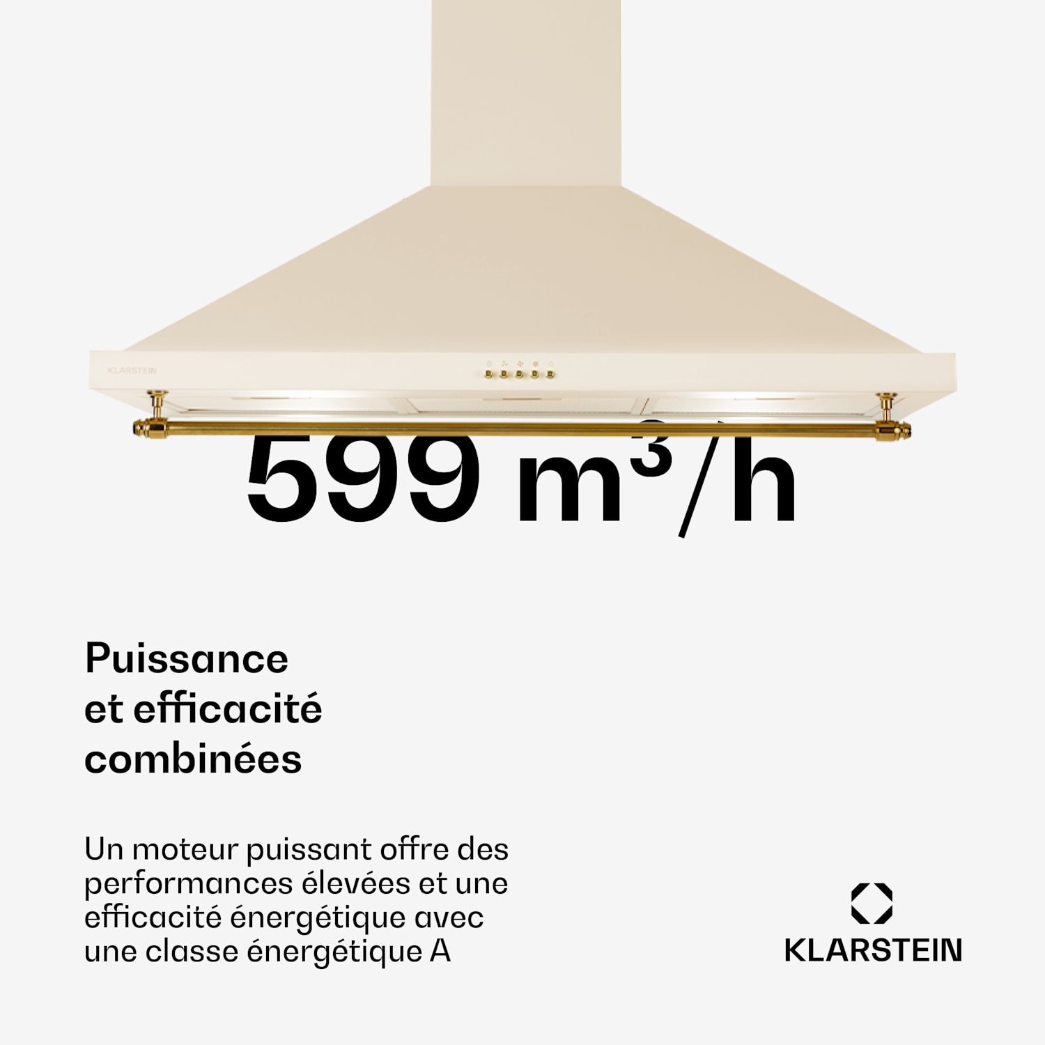 Montblanc 90 afzuigkapo 610m³/h 165W 2x 1,5 W led buis voor keukengerei  Vintage Crème