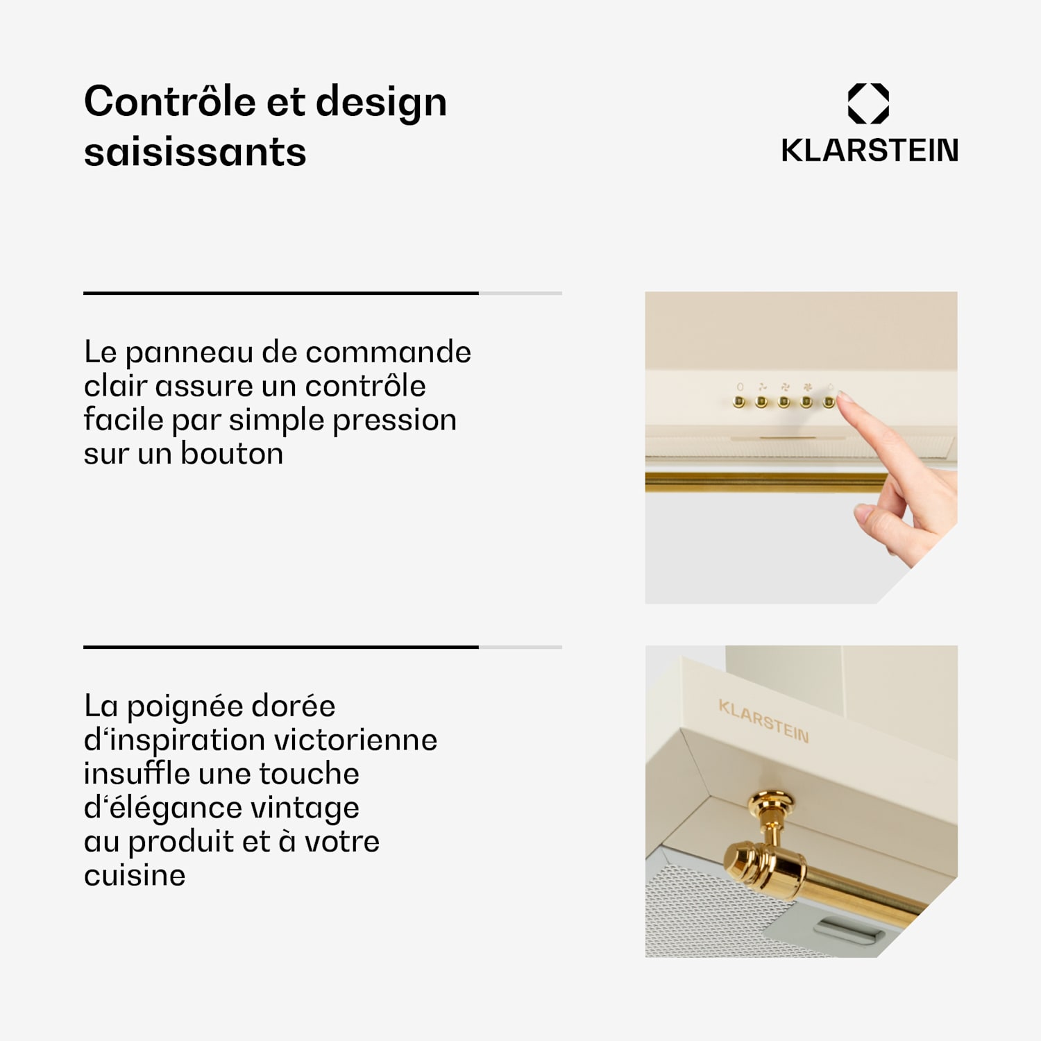 Montblanc 90 afzuigkapo 610m³/h 165W 2x 1,5 W led buis voor keukengerei  Vintage Crème