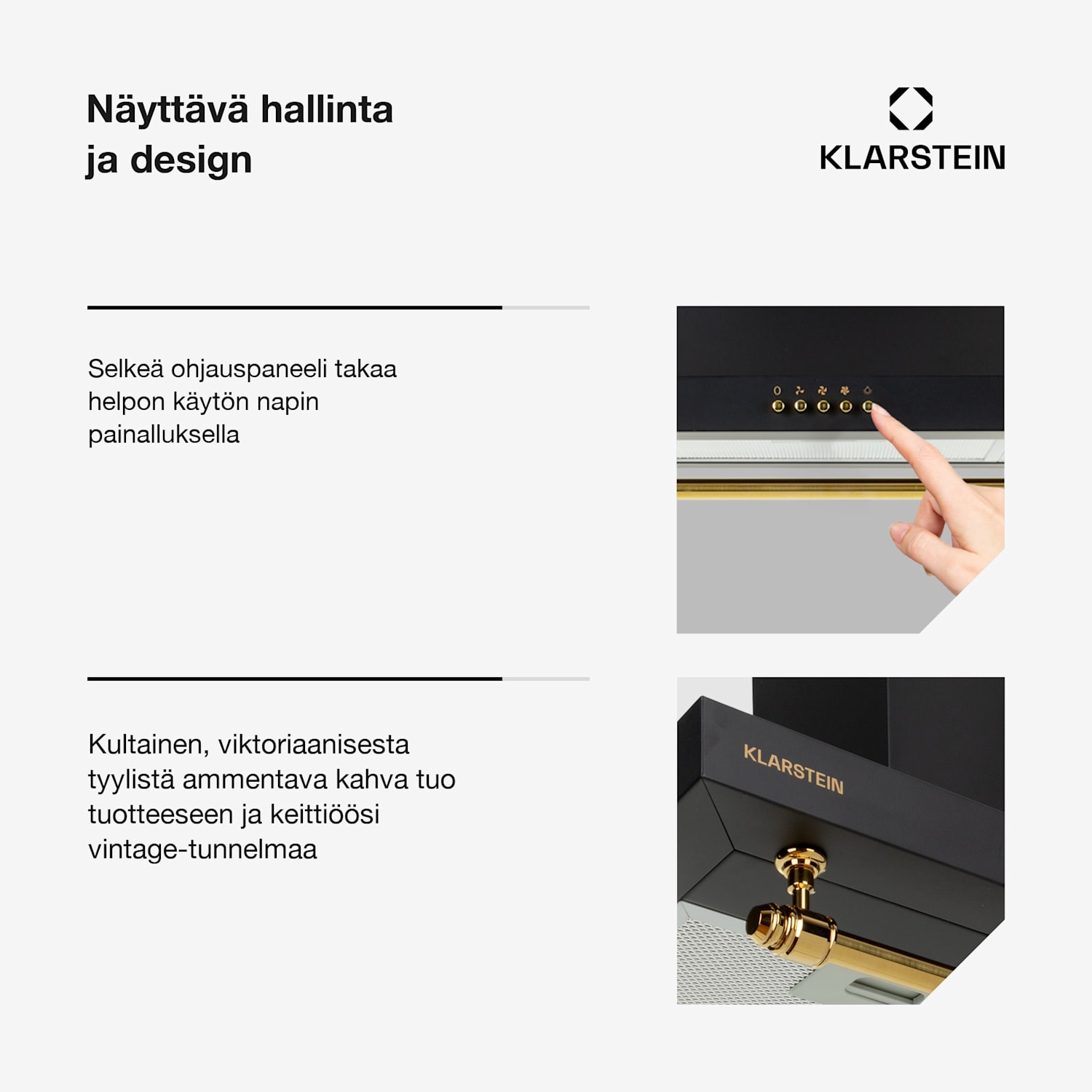 Montblanc 90 liesituuletin 599 m³/h 165 W 2 x 1,5 W LED kaide 90 cm | Musta