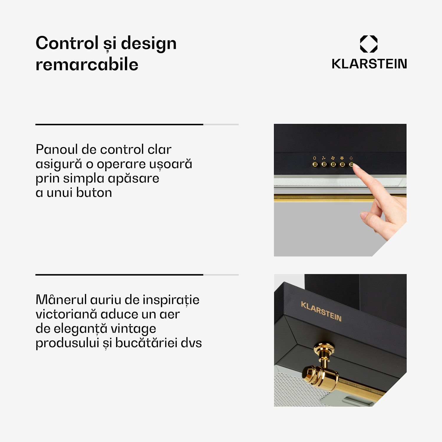 Montblanc 90, hota, 610m³/h. 165W, 2x1.5W, LED, bandă Negru