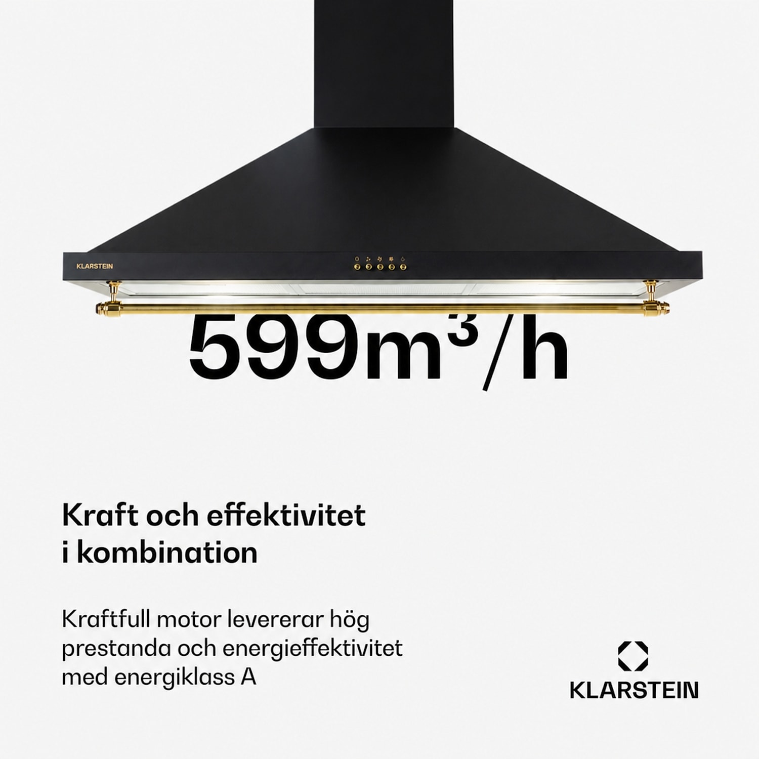 Montblanc 90 Köksfläkt 610m³/h 165W 2x1,5W LED räcke  