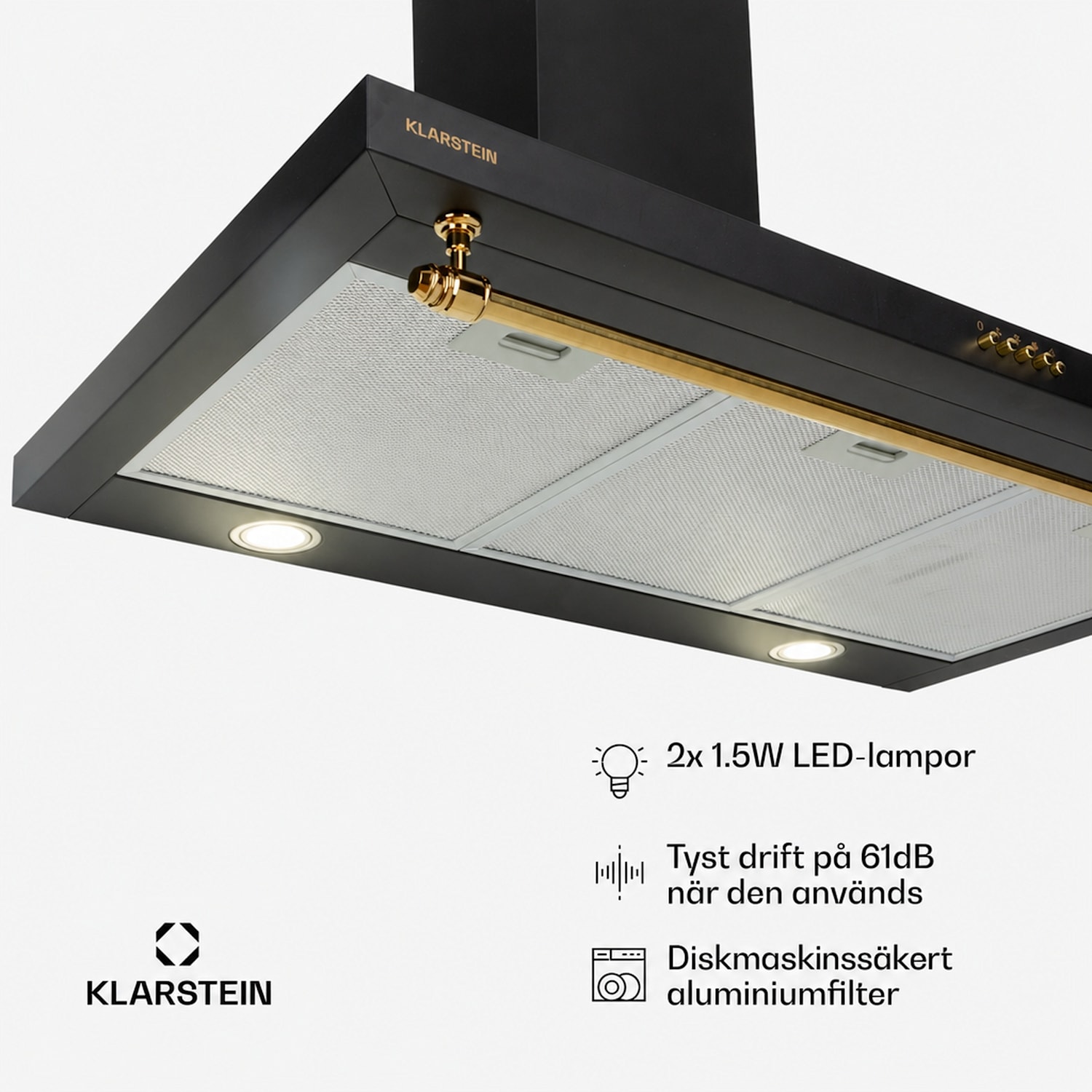 Montblanc 90 Köksfläkt 610m³/h 165W 2x1,5W LED räcke  