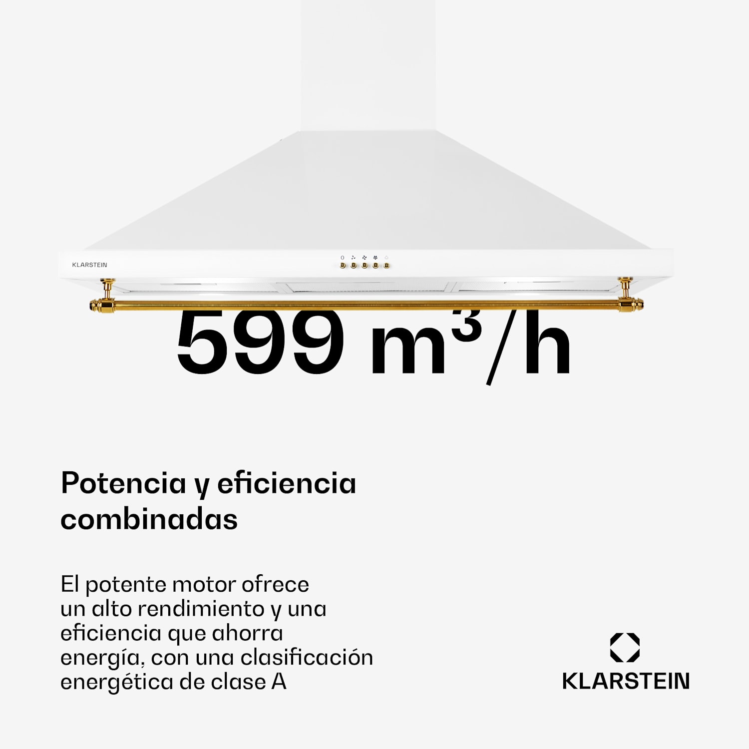 Montblanc 90 Campana extractora 610 m³/h 165W 2x1,5W LED Barra  Blanco