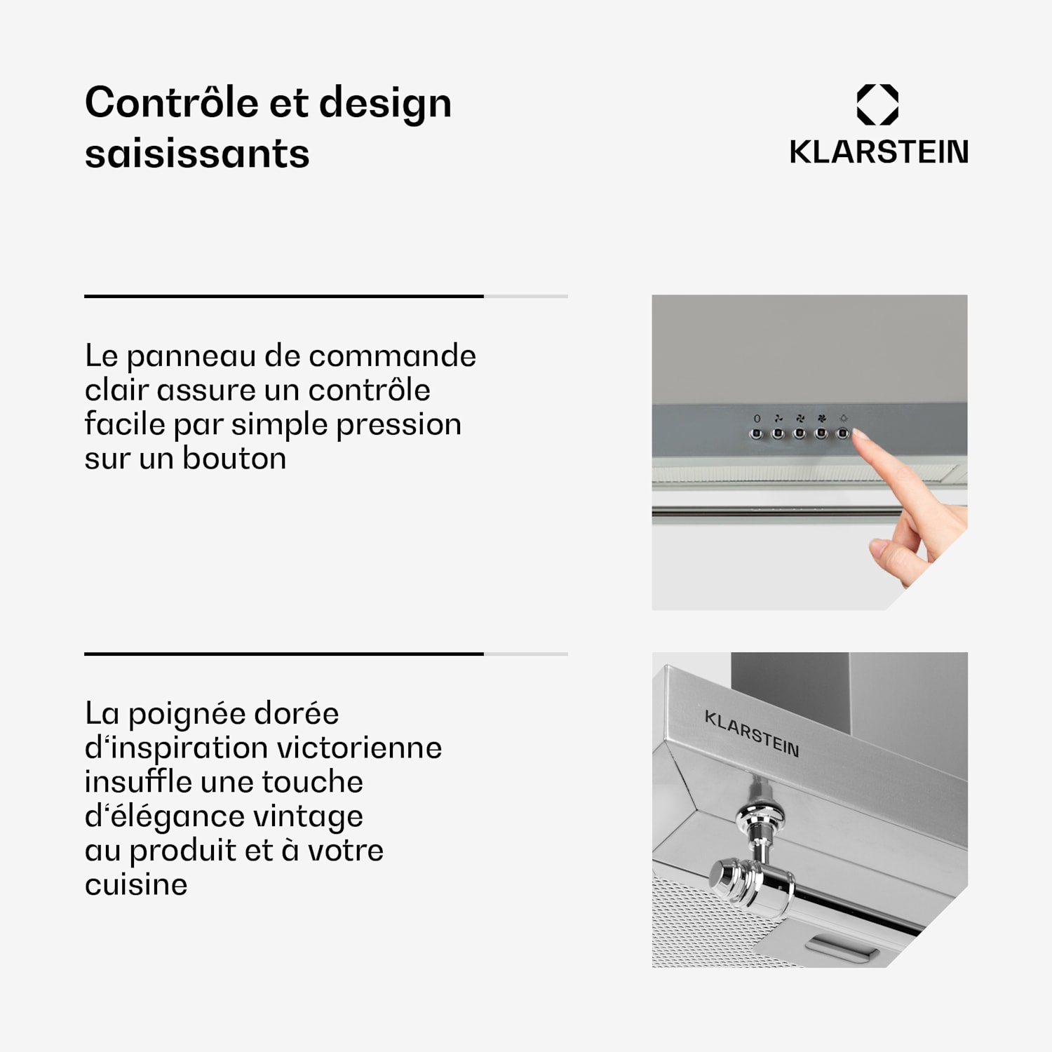 Montblanc 90 Hotte aspirante 610 m³/h 165 W 2 x 1,5 W LED rampe  Argent Métallisé