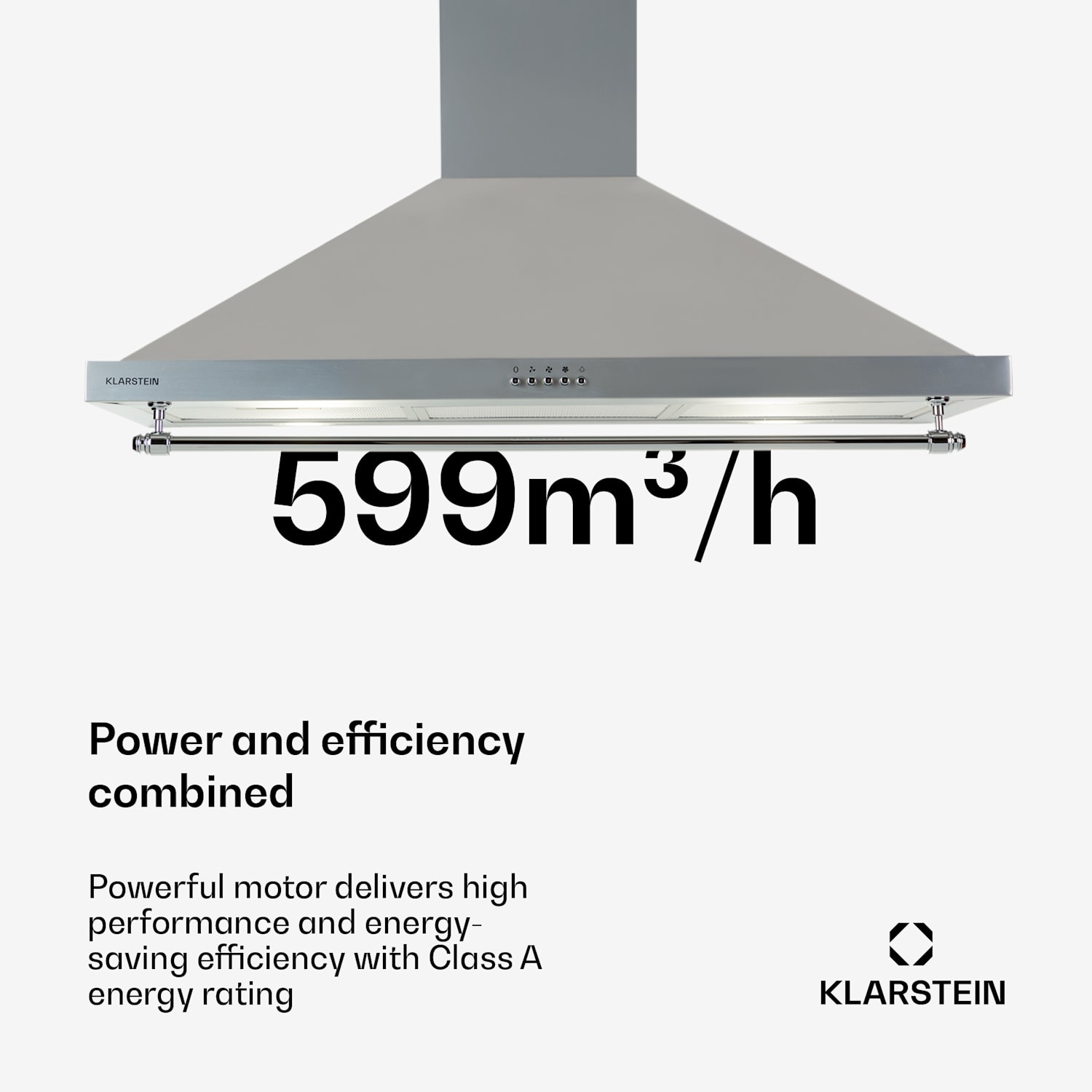 Montblanc 90 afzuigkapo 610m³/h 165W 2x 1,5 W led buis voor keukengerei  Zilver Metallic