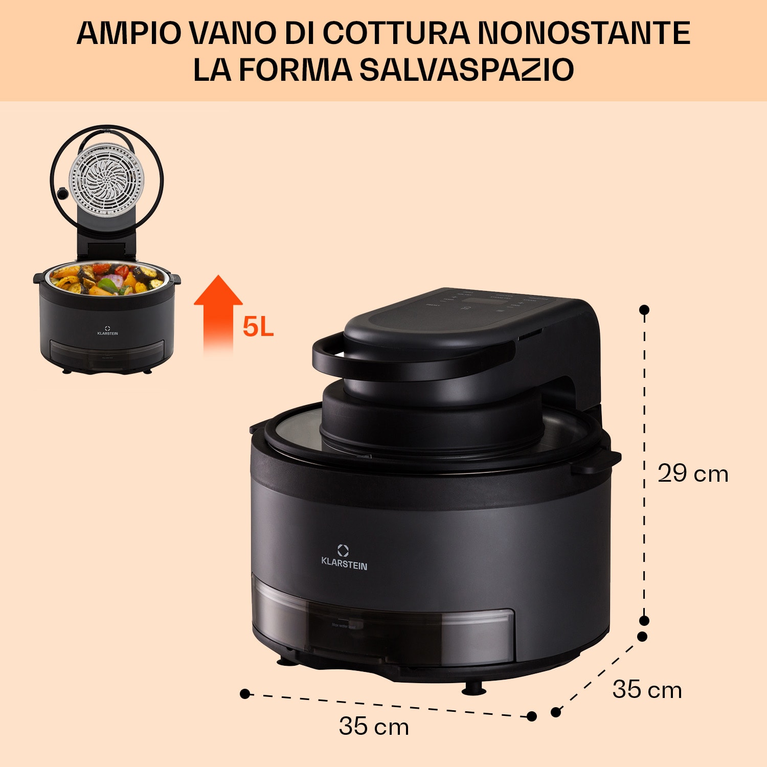 Friggitrice Ad Aria Calda 4,5 L, 1500 W, Con Finestra E Luce Interna, 8 Menù, Funzione Memoria, Tappetino Silicone Incluso