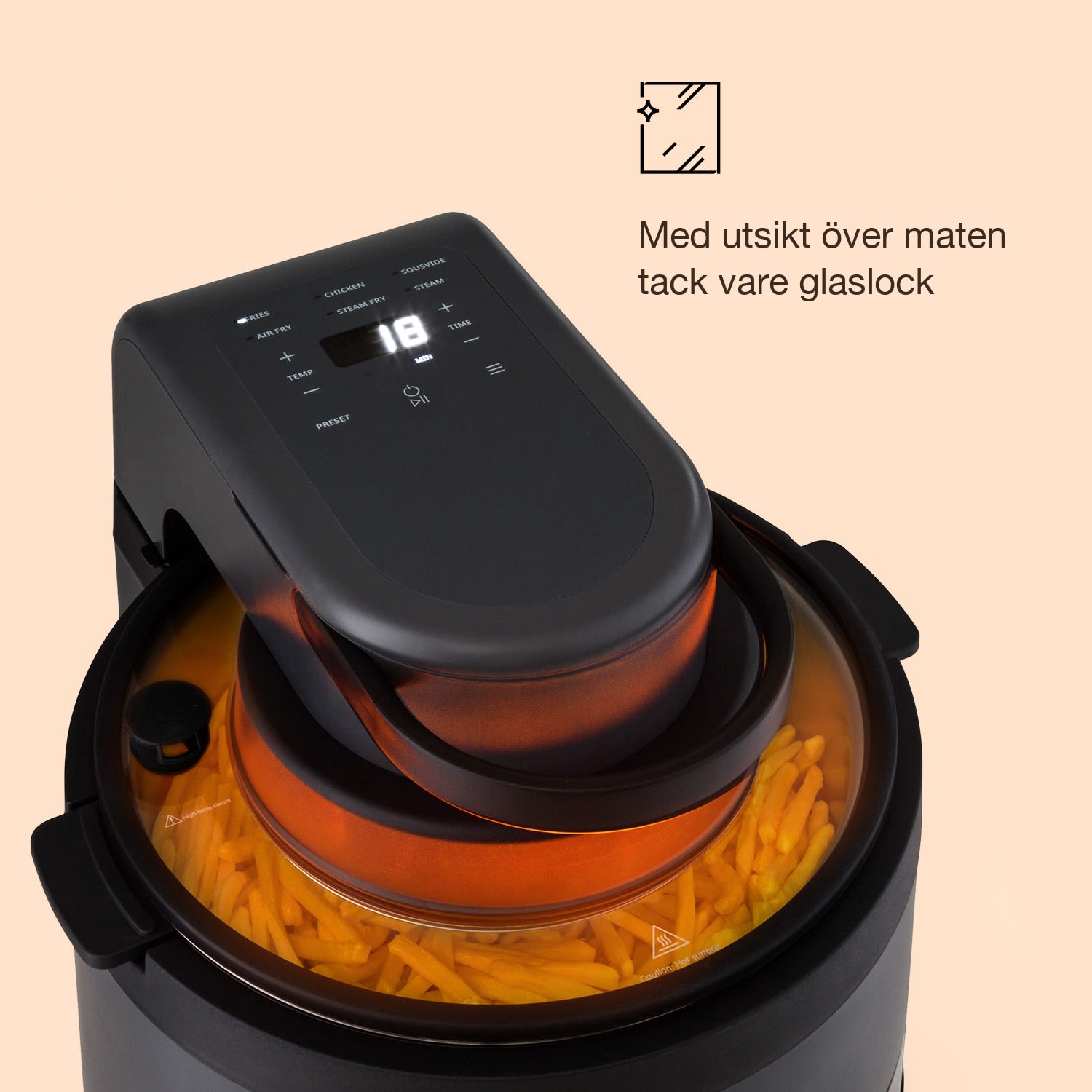 Vendure Varmluftsfritös med ångfunktion 1250W 5 liter 6 program 