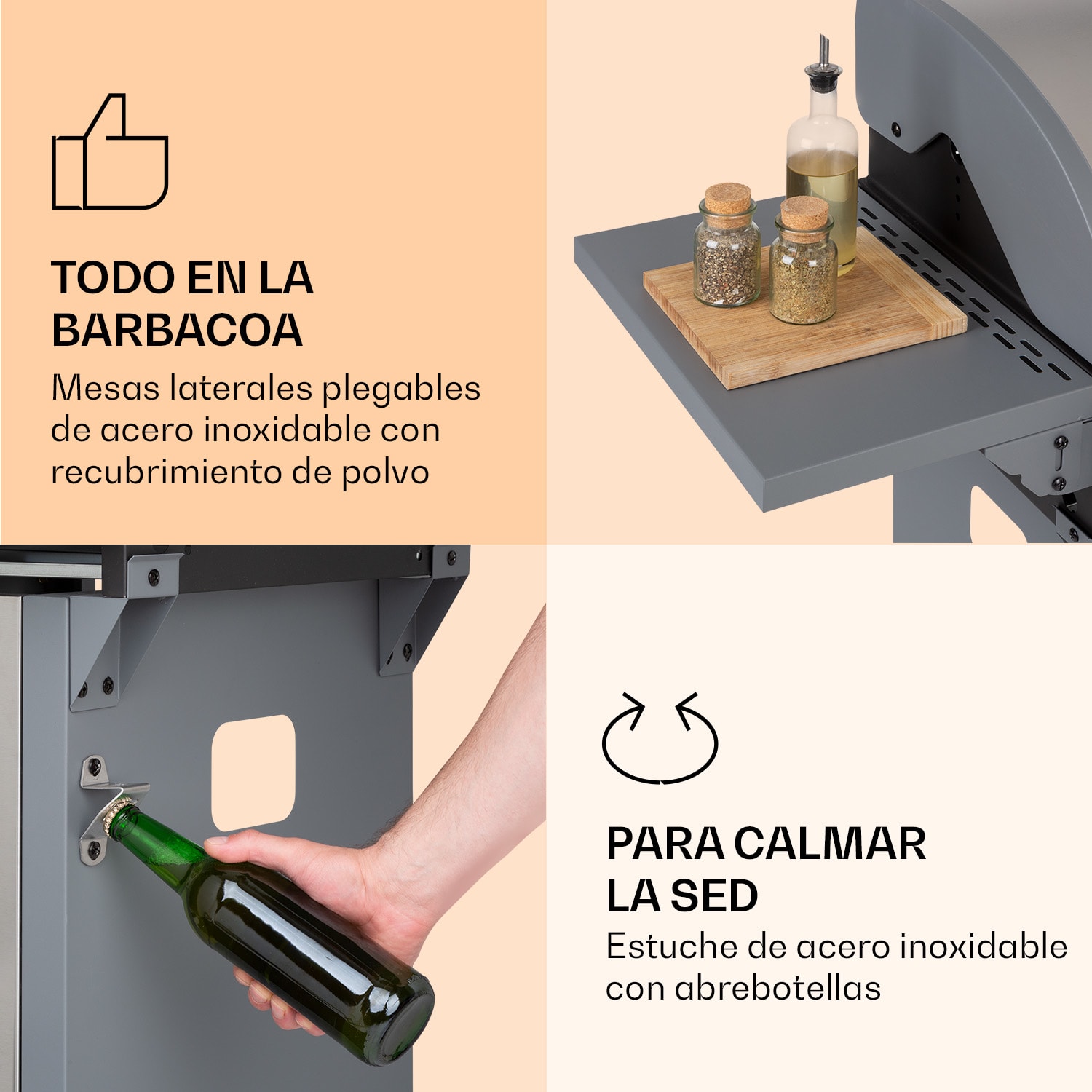 Lucifer 2 Barbacoa de gas 2 quemadores de 3,6 kW 45x45 cm Barbacoa Acero inoxidable Portátil 2 fogones | Plata Metálica