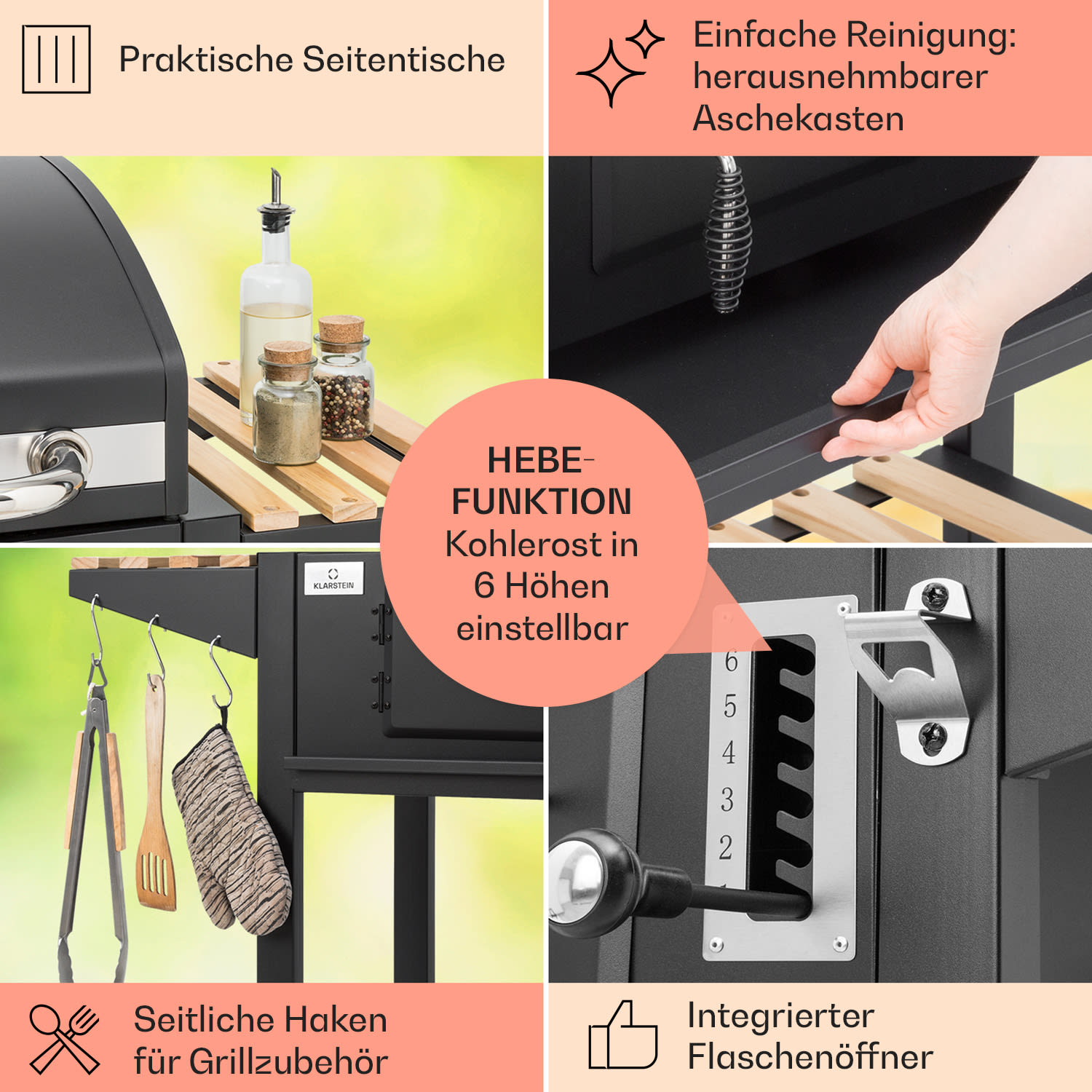Aberdeen Single Holzkohlegrill  3 Grillroste