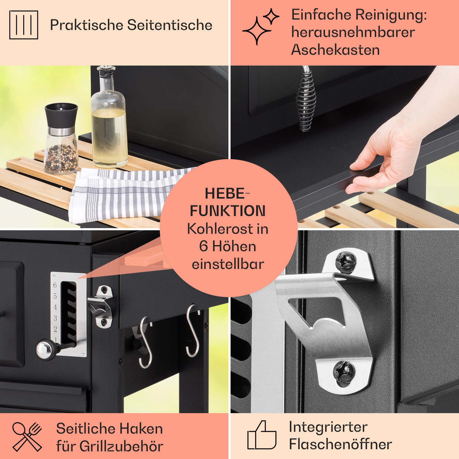 Aberdeen Kombi-Grill Gas Kohle Smoker Thermometer 2 Seitentische mobil 3 Brenner