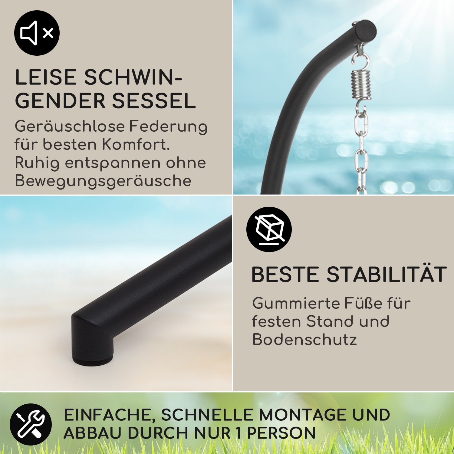 Biarritz Double Hängesessel Zweier PE Aluminium Polyrattan 260 kg Zweisitzer | Honigfarben