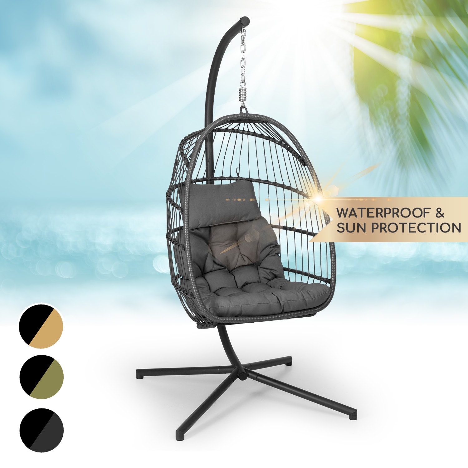 Biarritz Individuelle, viseč gugalnik, blazina za sedenje, 130 kg, temno sive barve