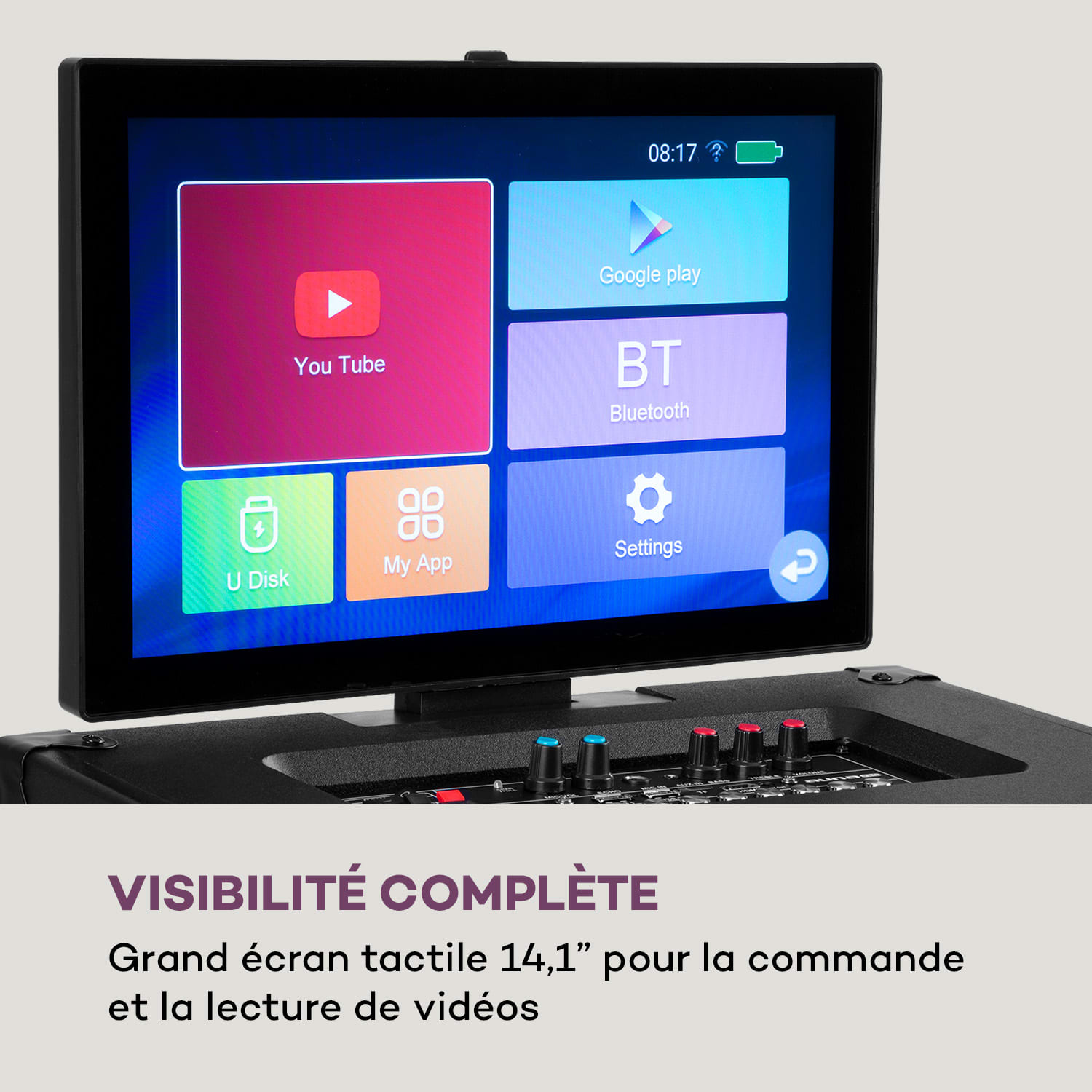 Système karaoké Pro Spin 10 14,1" écran tactile 2UHF Mic WiFi BT USB TF HDMI