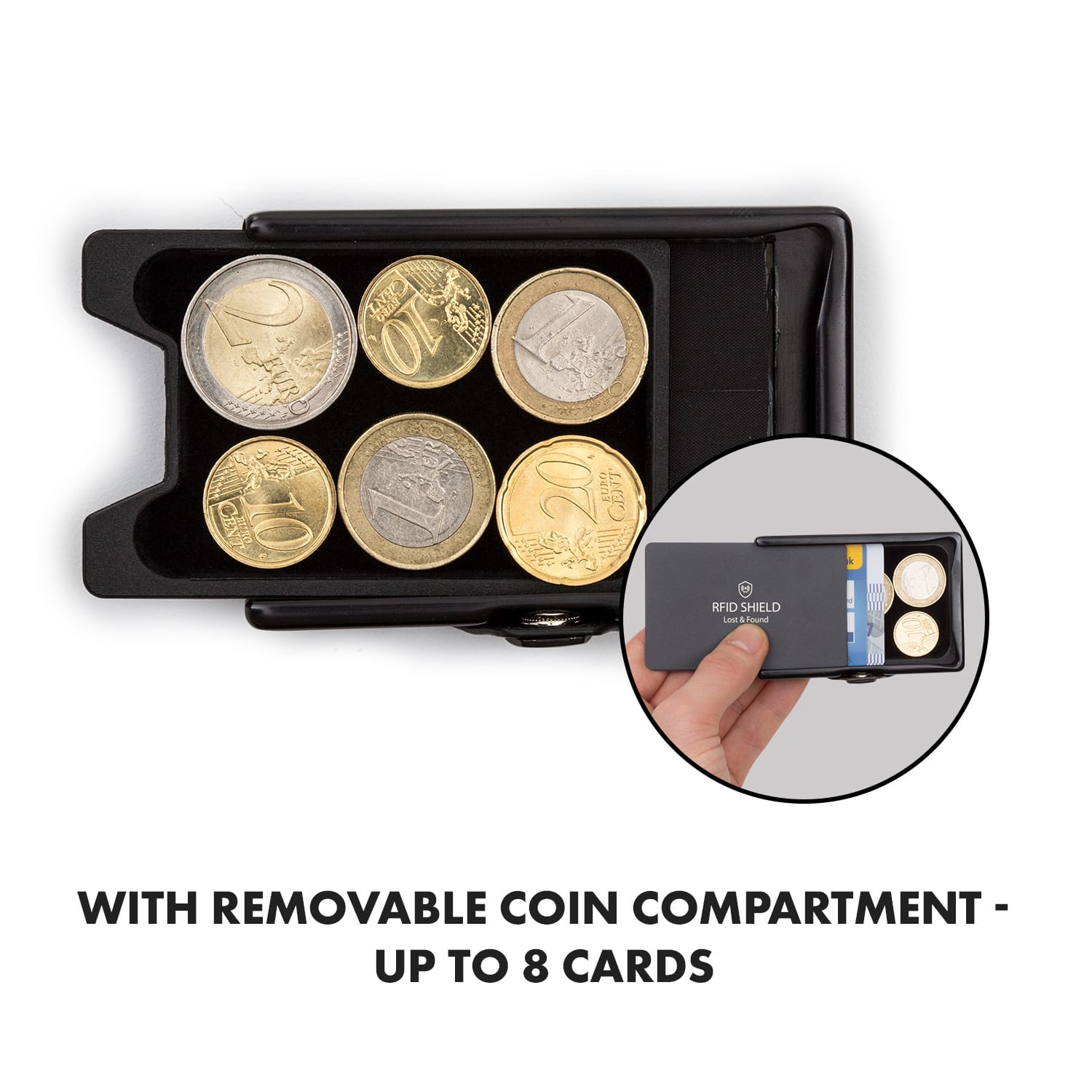 ZNAP Airtag Wallet, 8 kariet, priehradka na mince, 8,9 x 1,5 x 6,3 cm (Š x V x H), ochrana RFID 