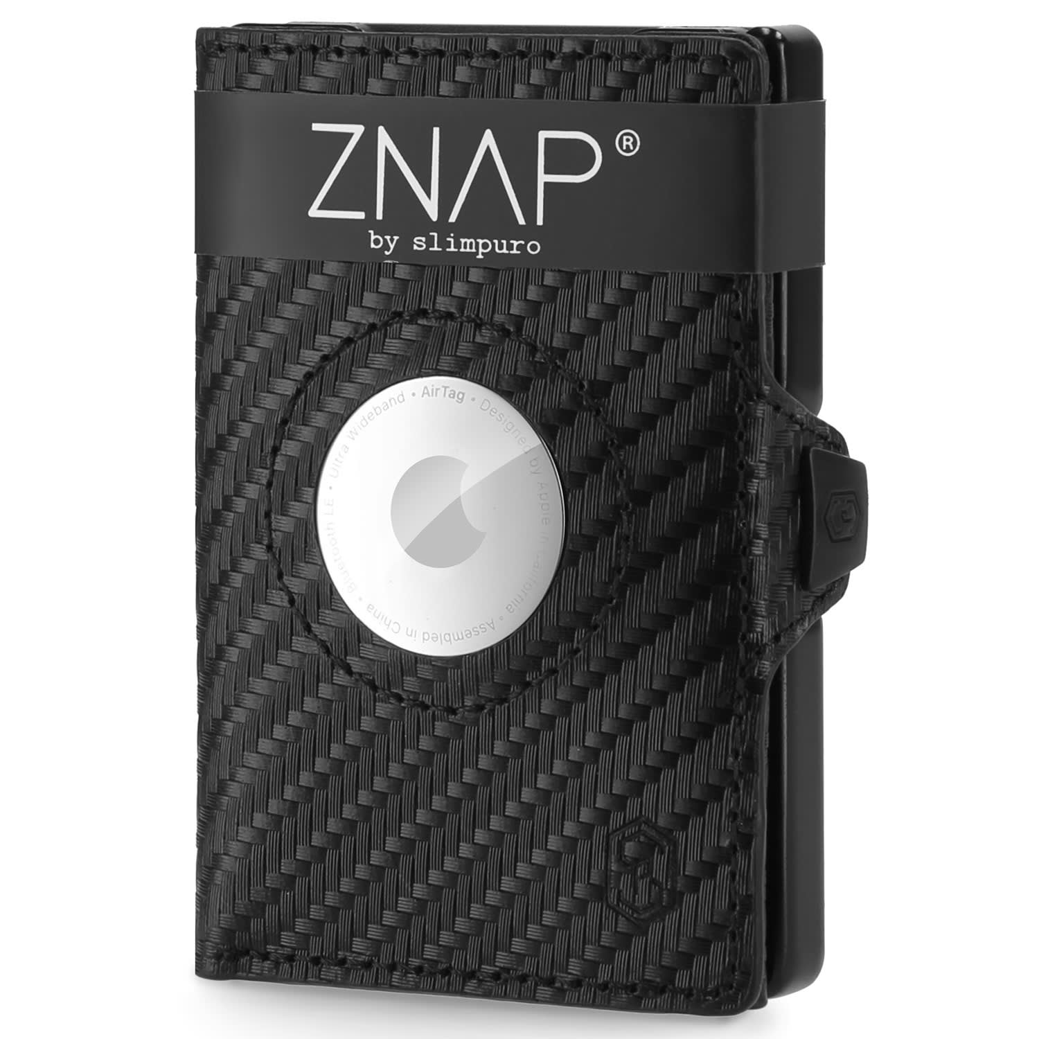 Портфейл ZNAP Airtag, 8 карти, отделение за монети, 8,9 x 1,8 x 6,3 см (Ш x В x Г), RFID защита 