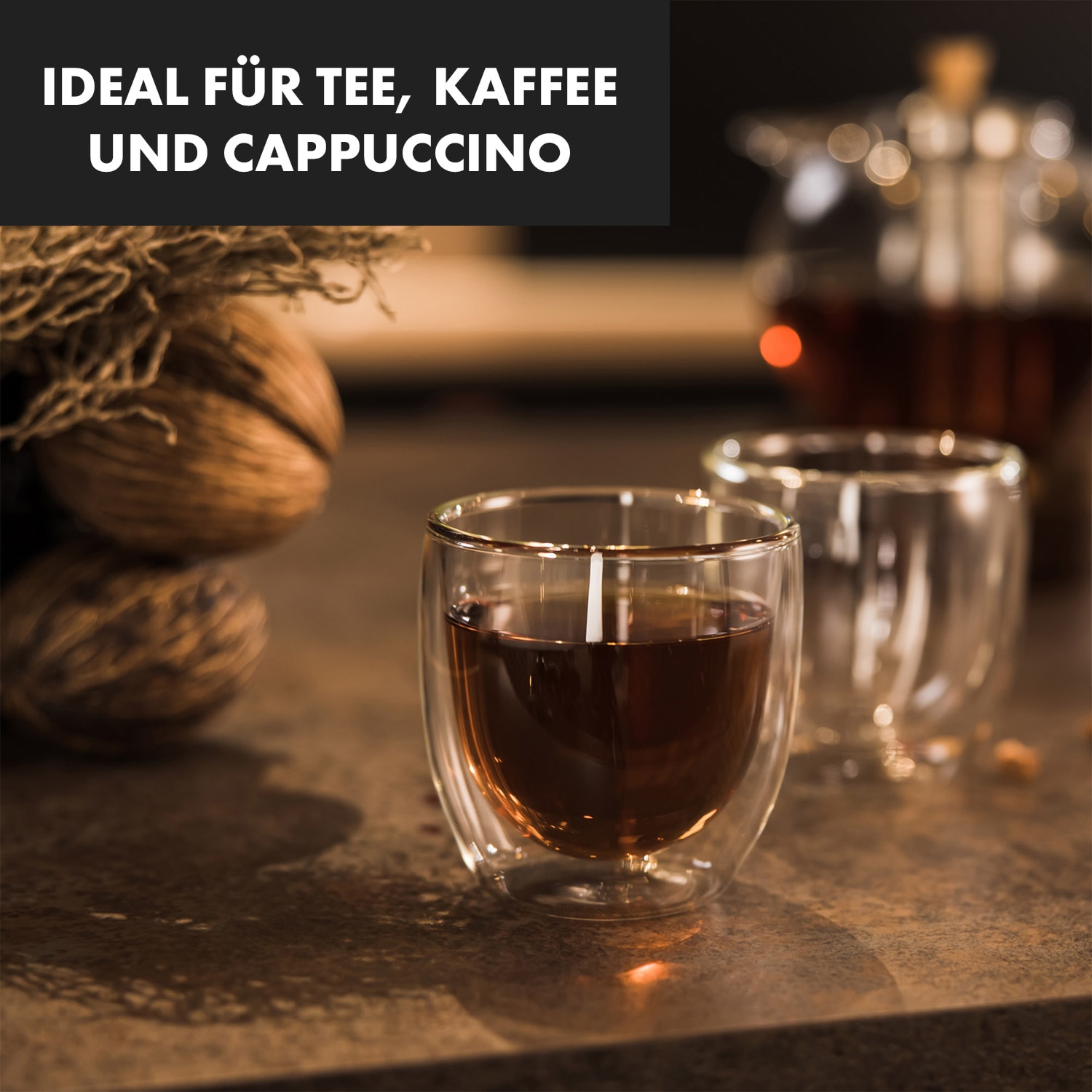 Glaswerk Altino doppelwandige Thermogläser 250 ml handgemacht Borosilikatglas 4er-Set