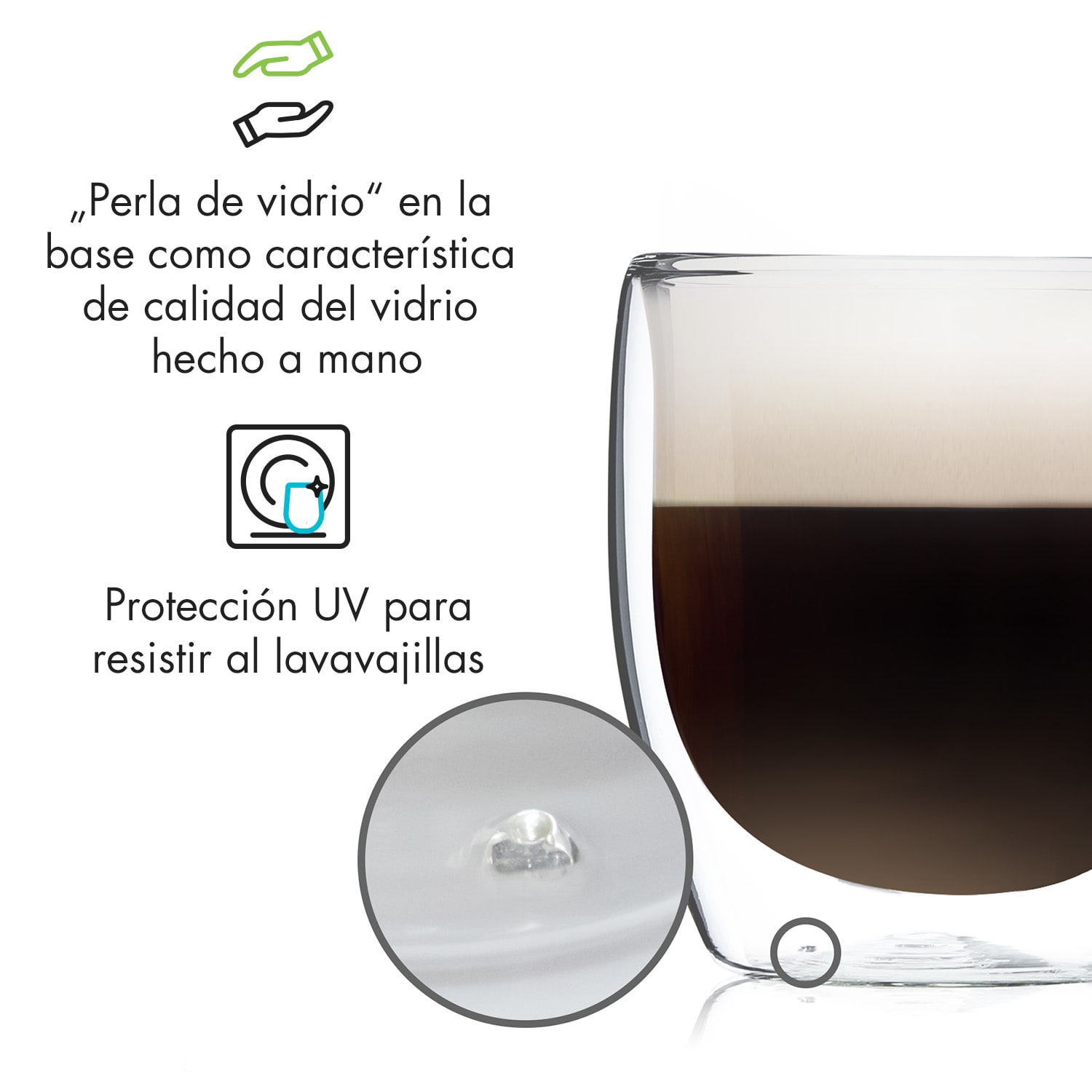  Vasos térmicos de doble pared Glaswerk Altino 250 ml vidrio de borosilicato hechos a mano Set de 4 unidades